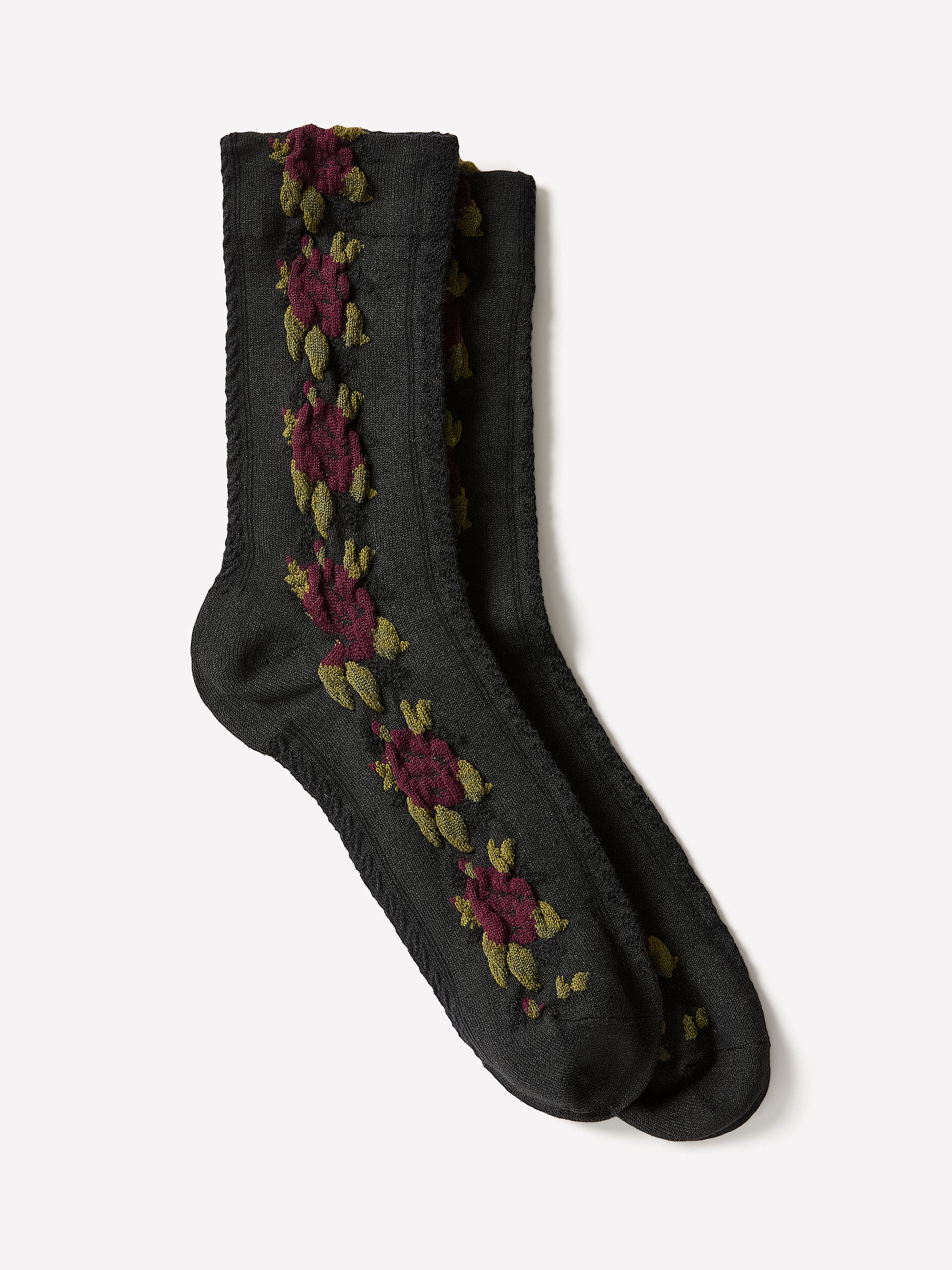 Crew Socks Cotton Blend Textured Floral