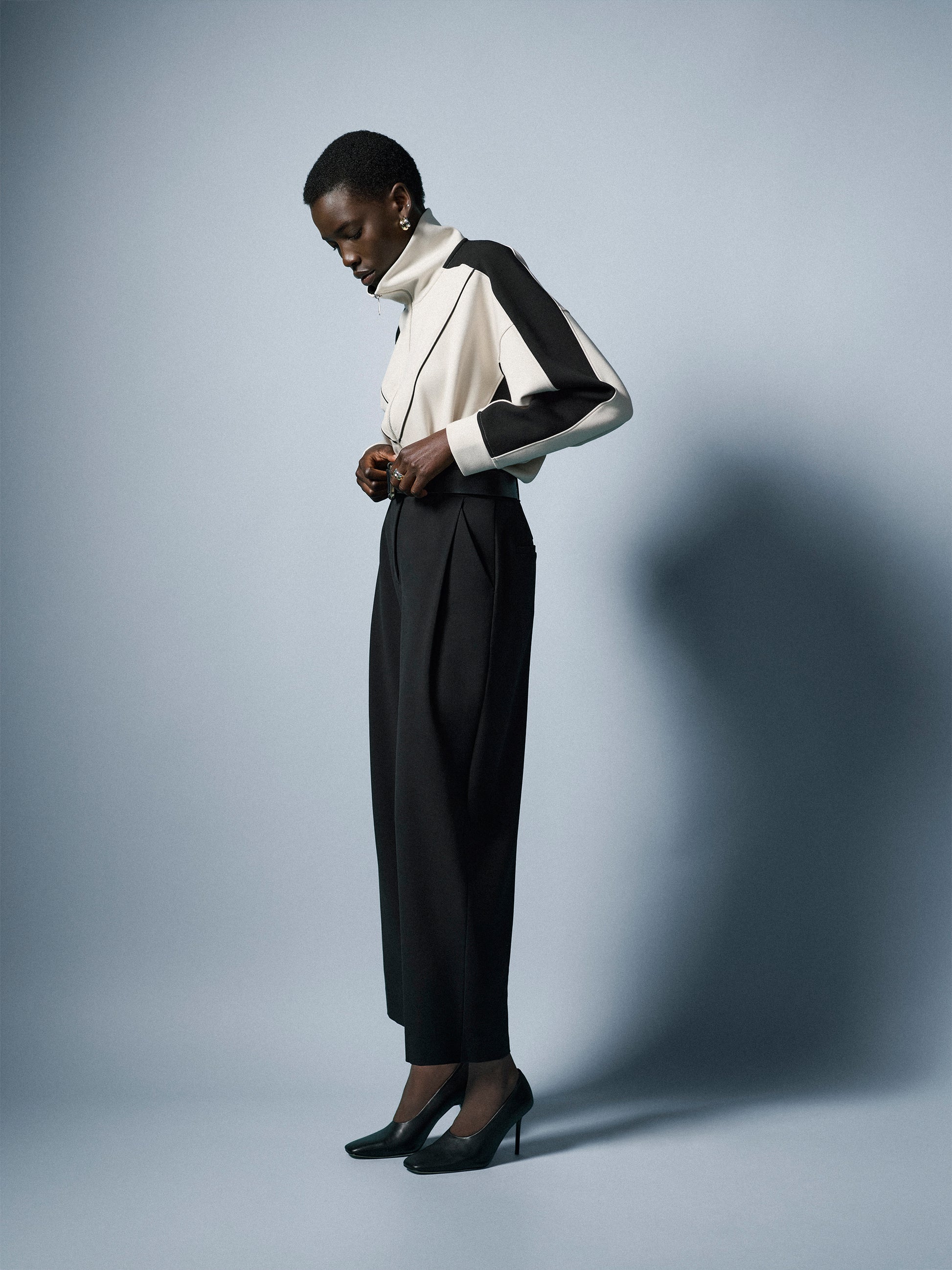 Twill High-Rise Barrel Ankle Pant