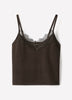 Merino-Wool V-Neck Cami with Lace Trim