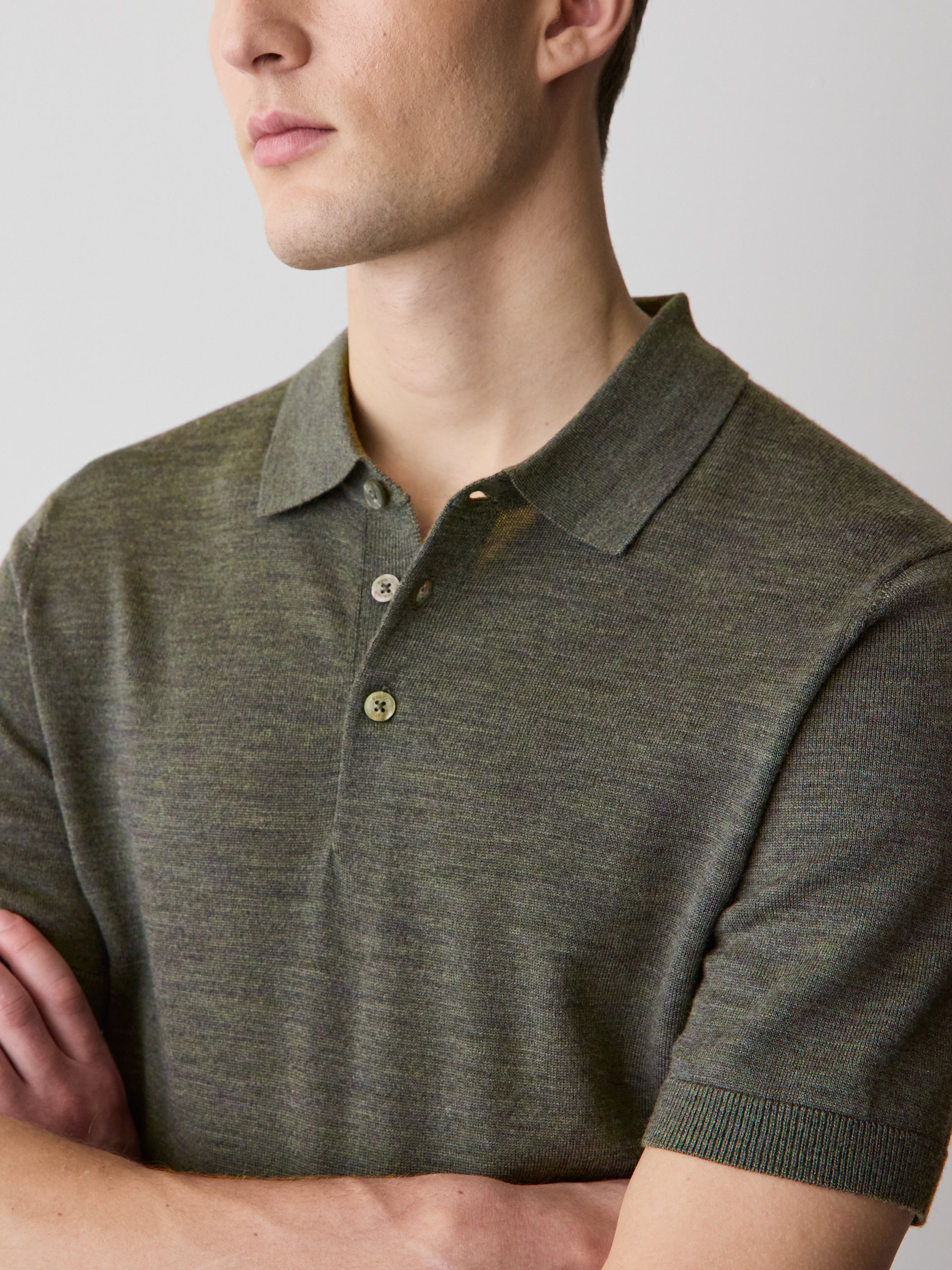 Polo en Laine Mérinos à Manches Courtes