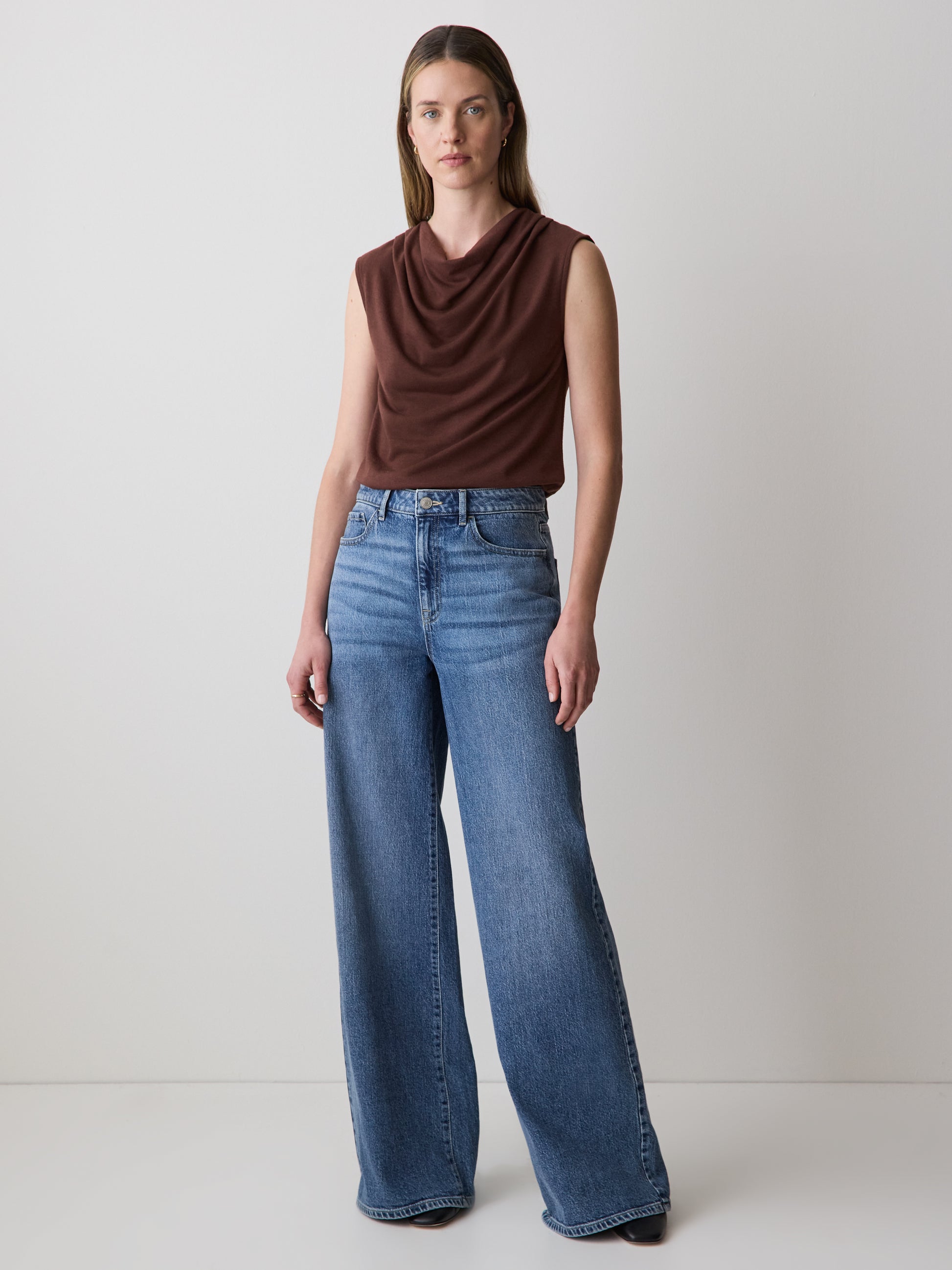 Sleeveless Top with Cowl Neckline