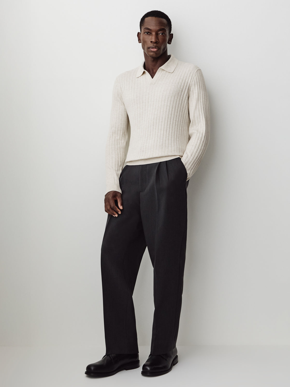 Long-Sleeve Sweater with Johnny Collar