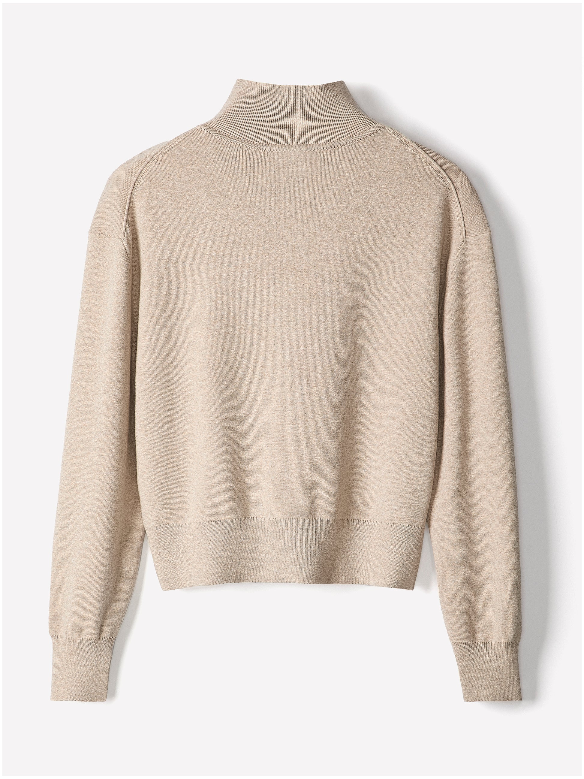 Knit Cardigan Cotton Nylon Blend Mock Neck