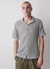 Striped Short-Sleeve Crochet Shirt with Camp Collar