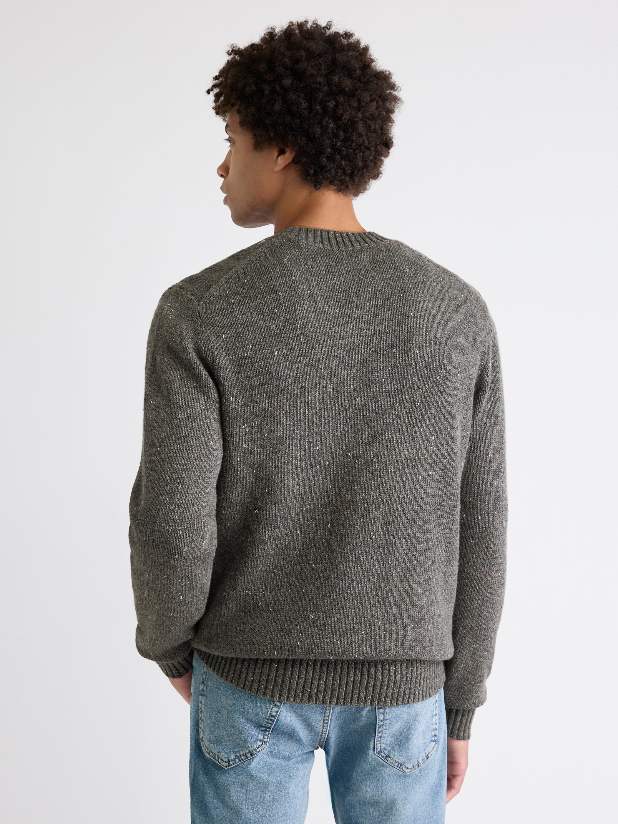 Long-Sleeve Crew-Neck Sweater with Neps