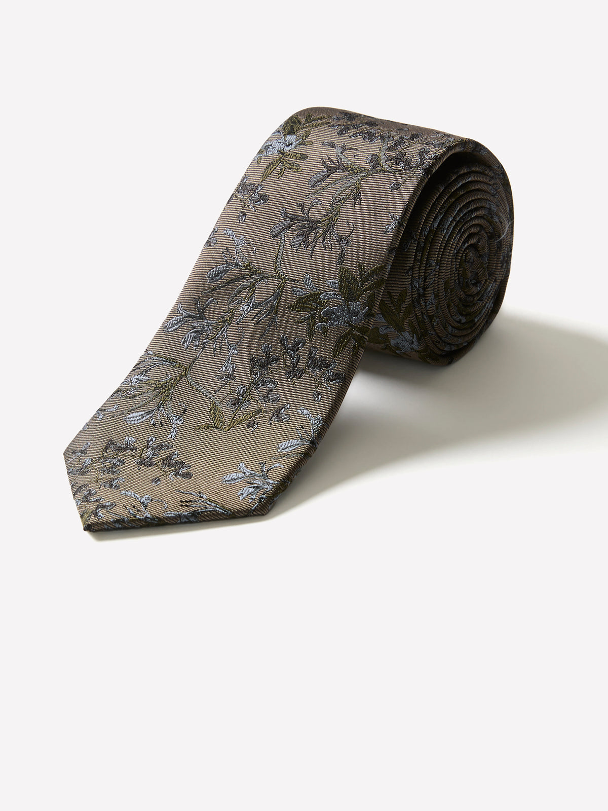 Skinny Tie with Foliage Pattern