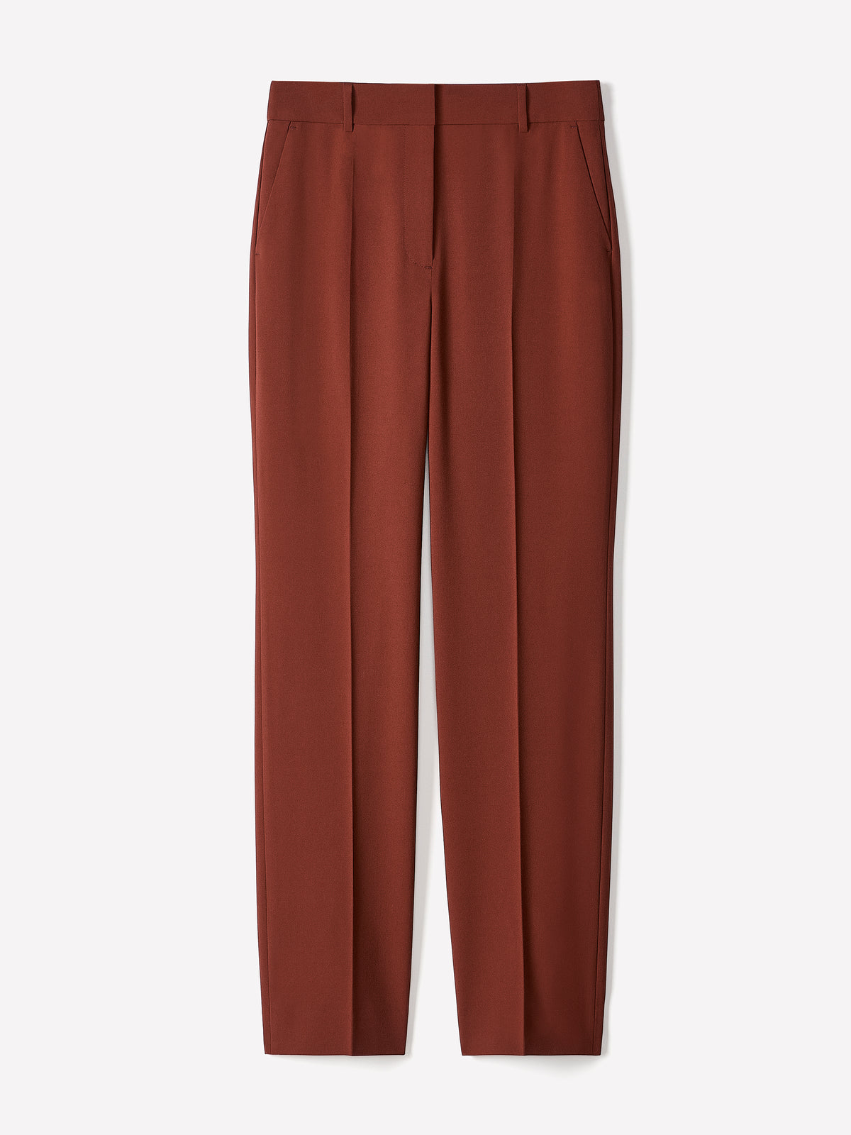 Woven High Rise Stretch Long Straight Pant