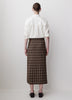 Woven Plaid Draped Maxi Skirt