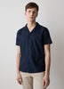 Short-Sleeve Herringbone Shirt with Camp Collar