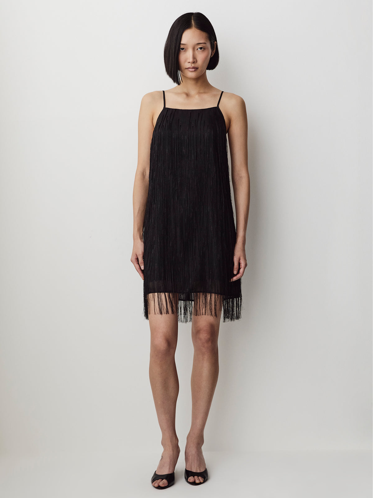 Woven Mini Dress with Fringe Detail