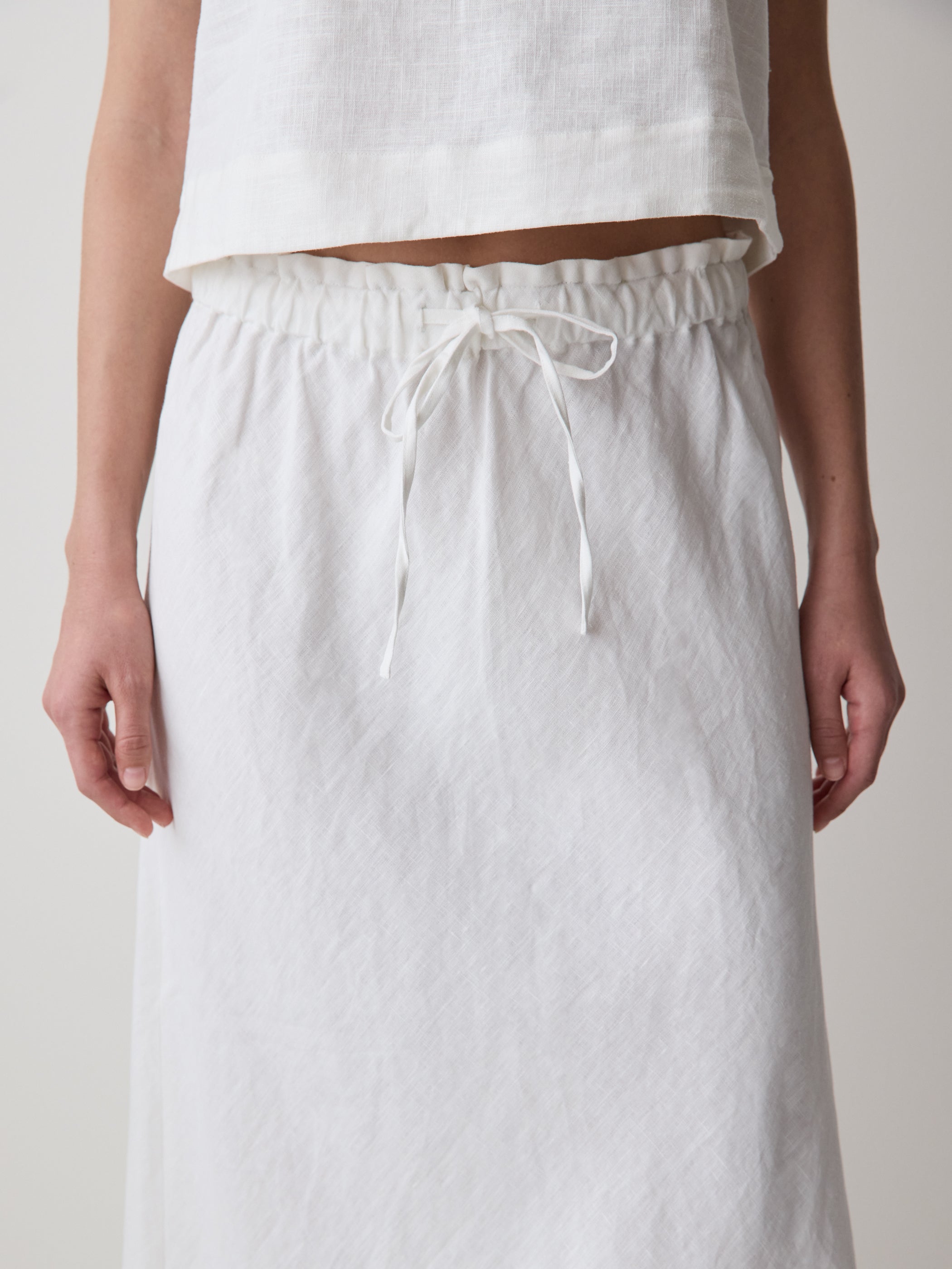Linen Straight Midi Skirt