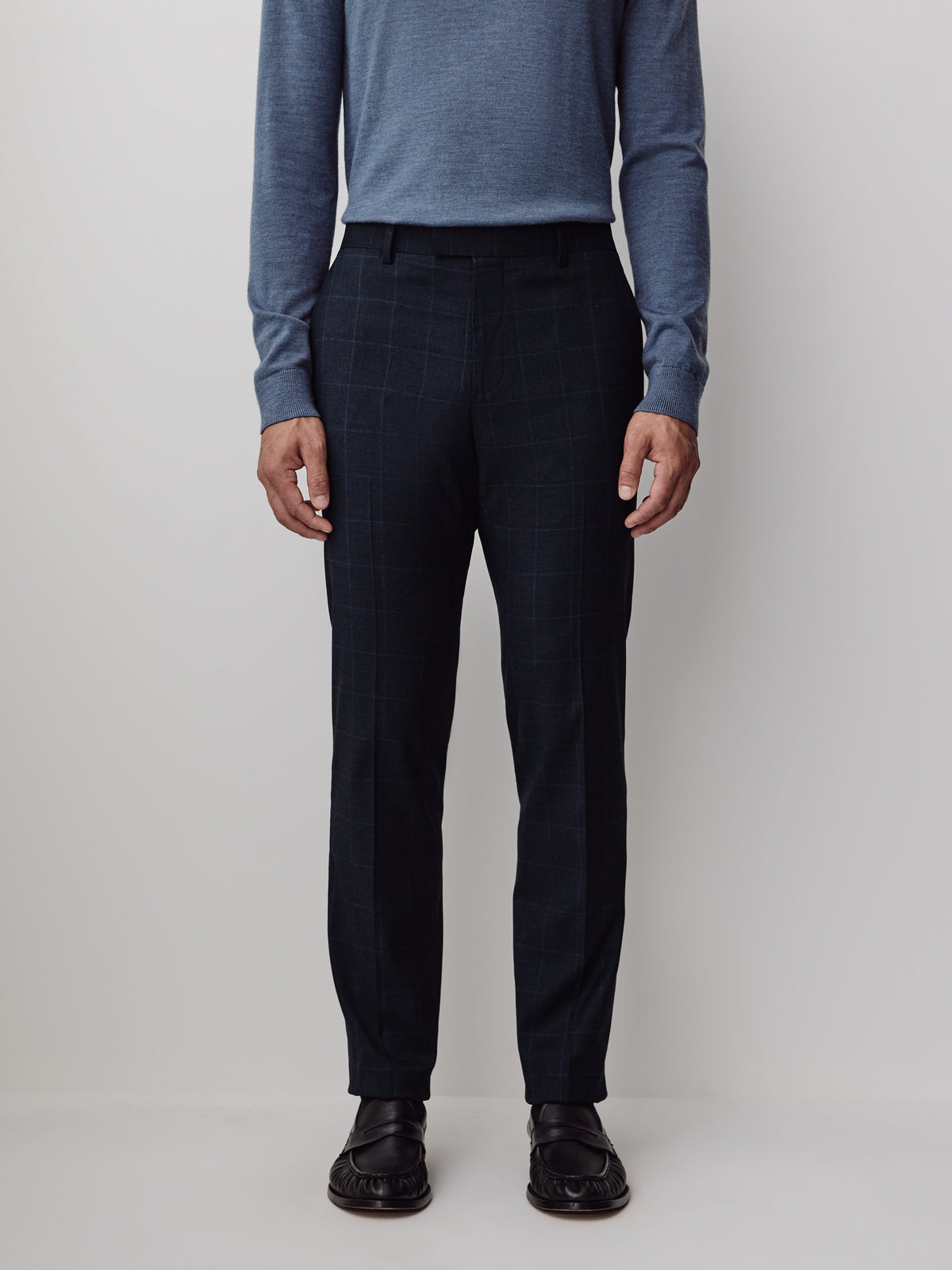 Slim Fit Woven Navy Windowpane Pant