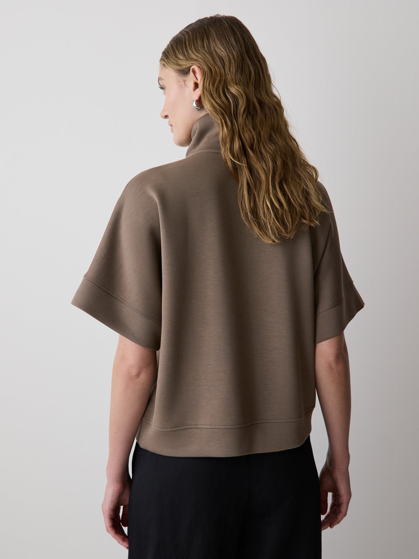 Half-Zip Mock-Neck Top