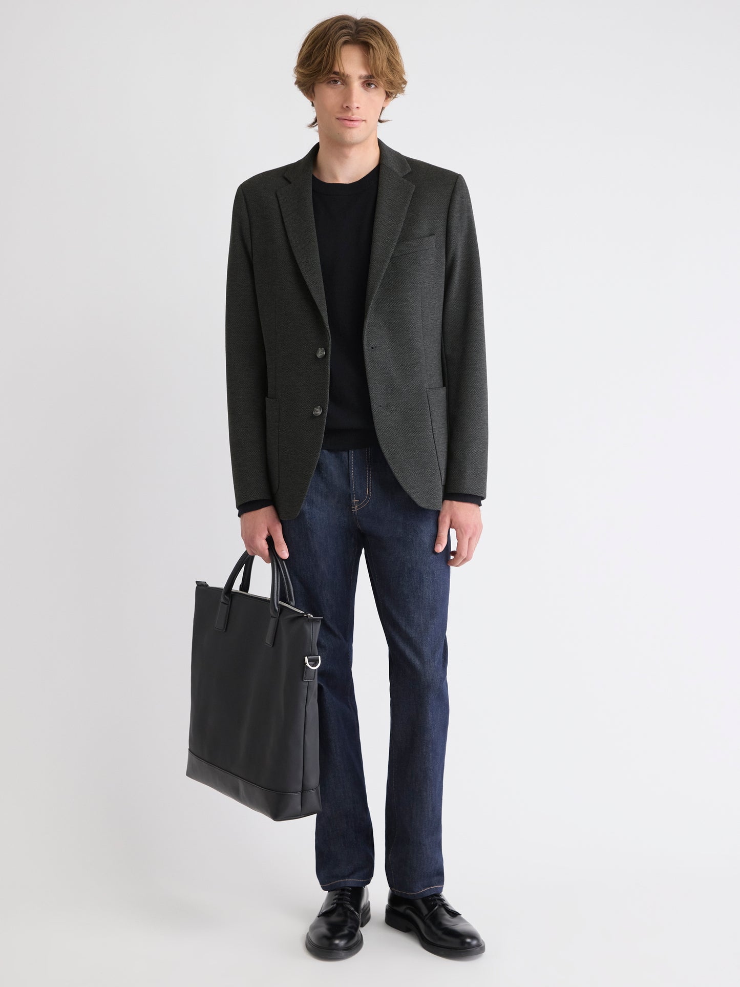 Slim-Fit Textured Knit Blazer