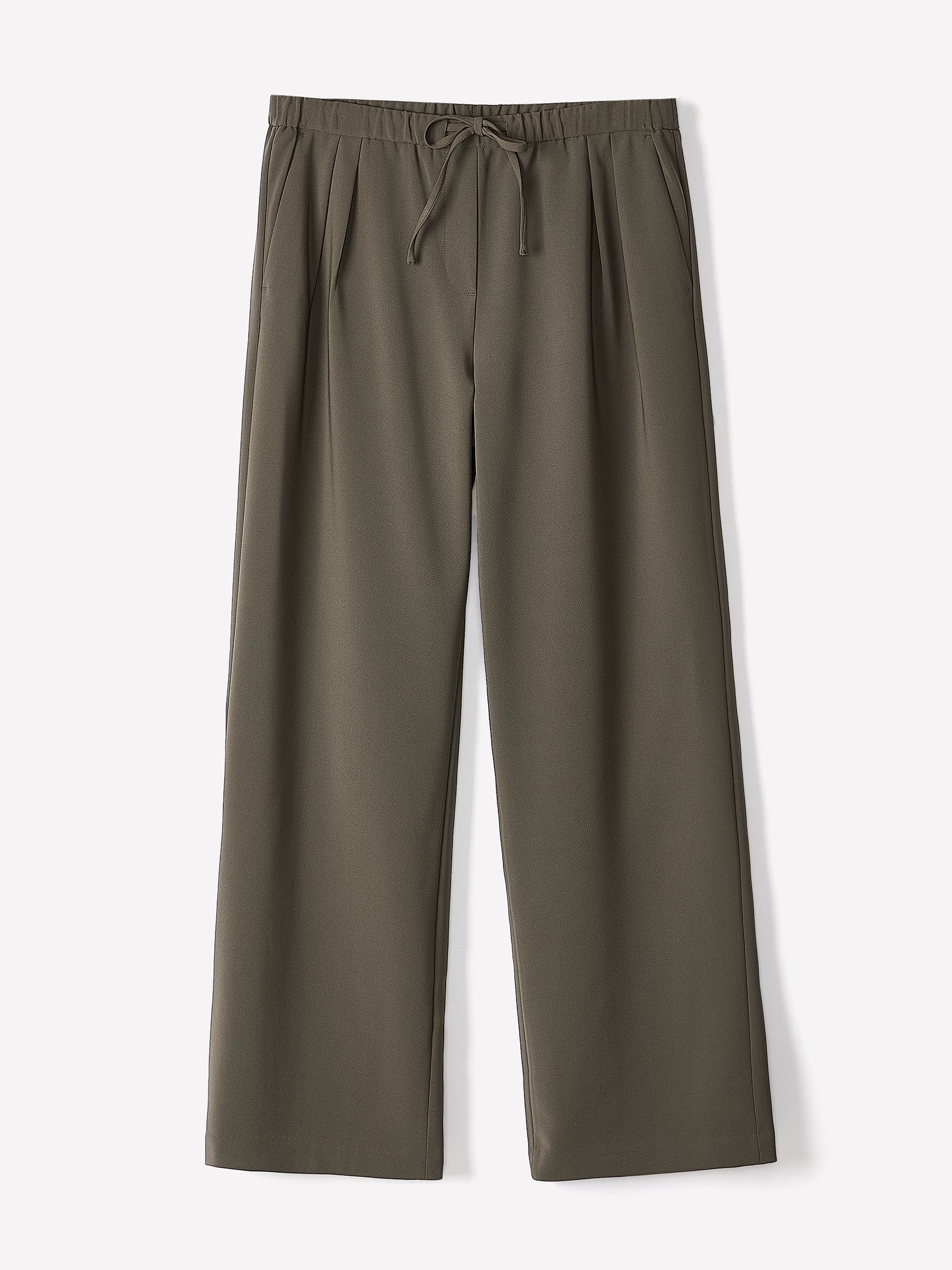 Pull-On Mid-Rise Wide-Leg Pant