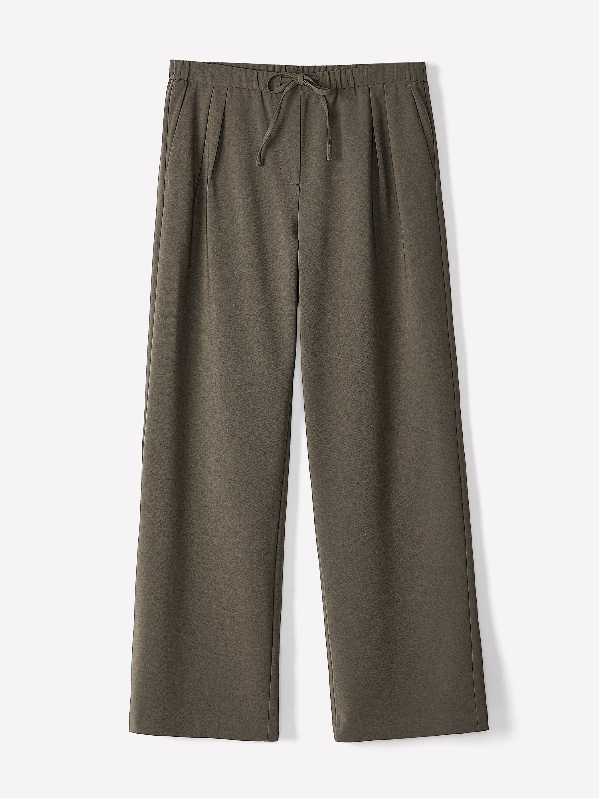 Pull-On Mid-Rise Wide-Leg Pant