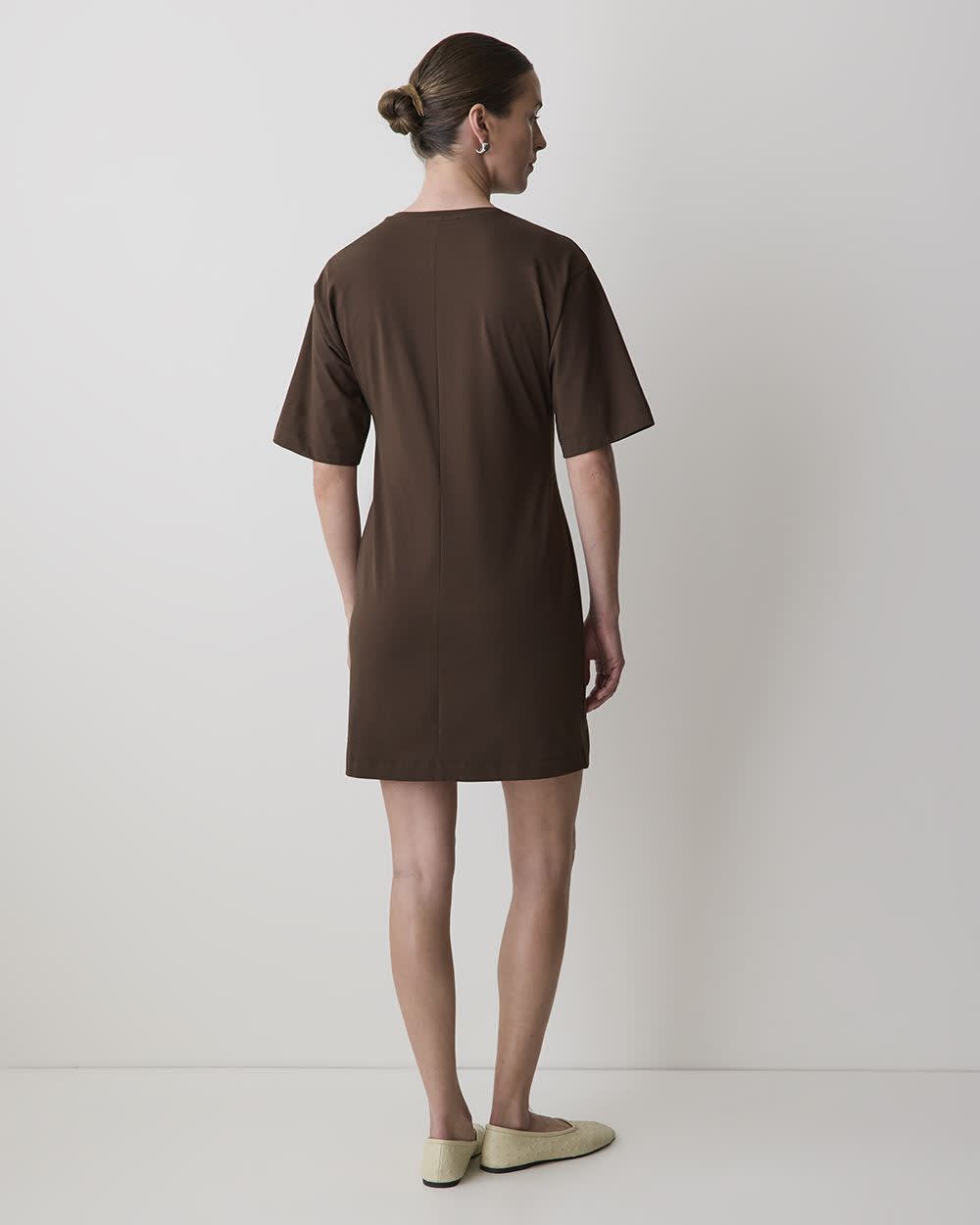 Women's Fitted Cotton Stretch Mini Dress Short Sleeve Crew Neck RW&CO Women's Fitted Cotton Stretch Mini Dress Short Sleeve Crew Neck RW&CO