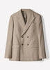Woven Double Breasted Taupe Pinstripe Blazer
