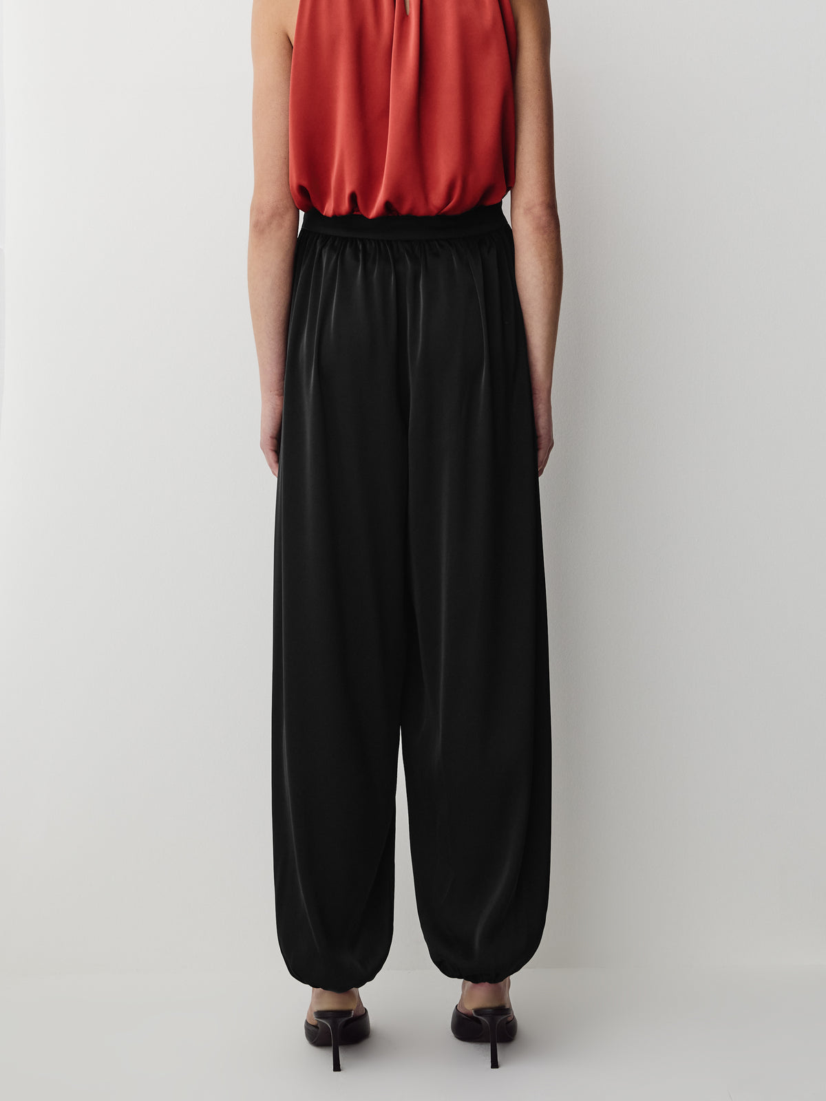 Satin High-Rise Balloon-Leg Pant