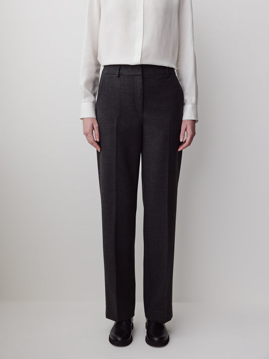 Woven High Rise Long Straight Stretch Pant