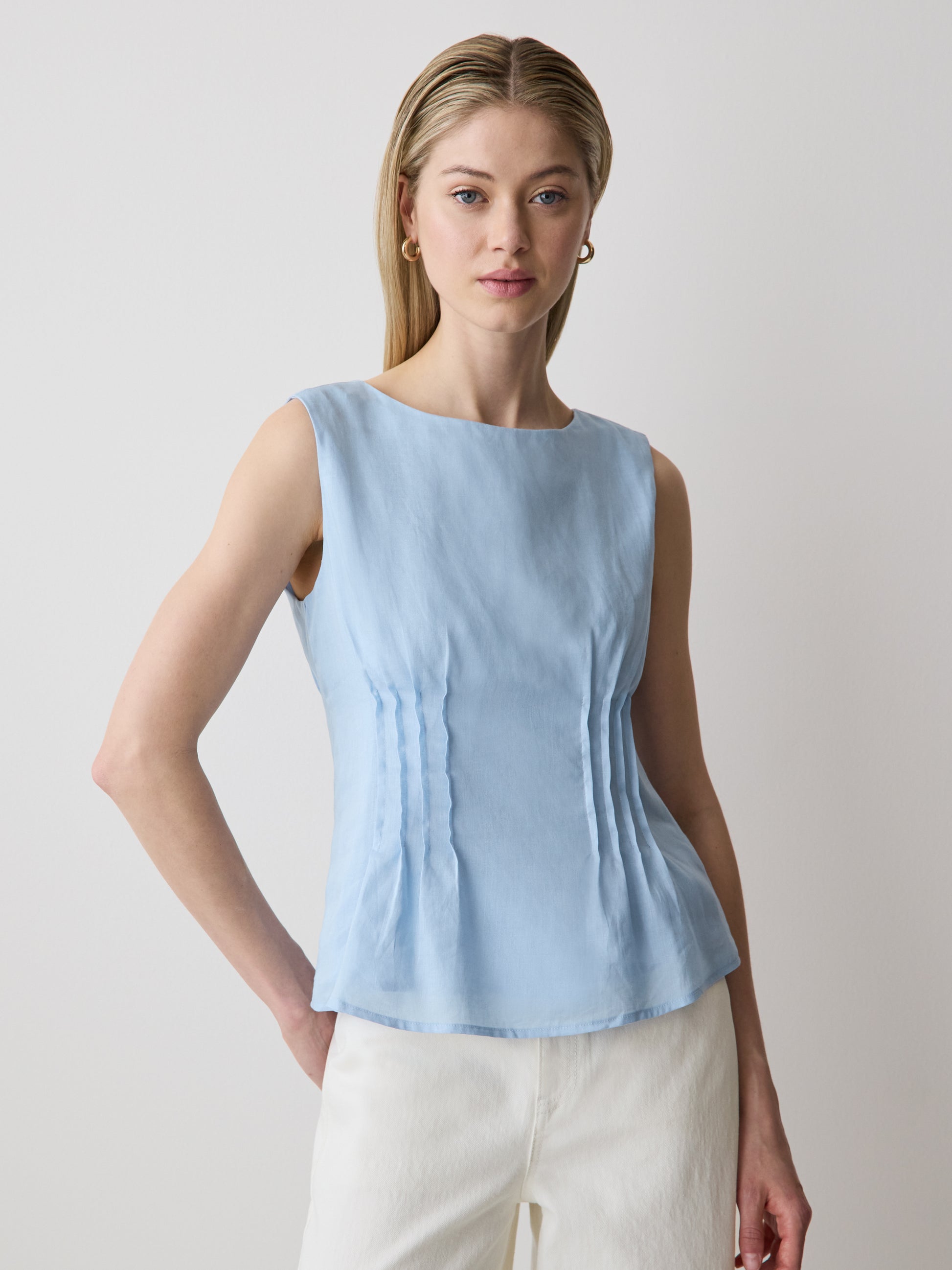 Woven Blouse Ramie Lyocell Blend