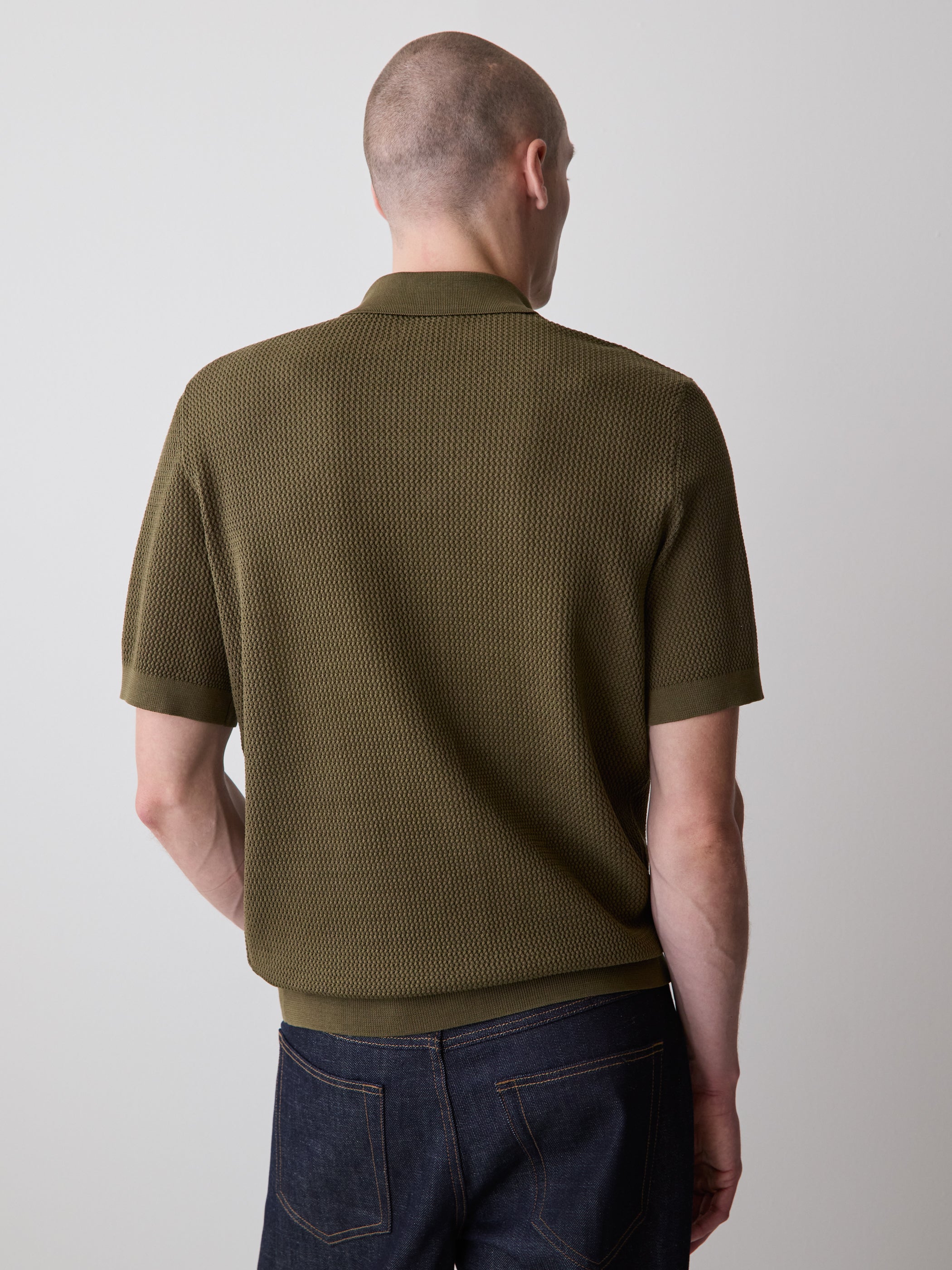 Short-Sleeve Textured Shirt Sweater