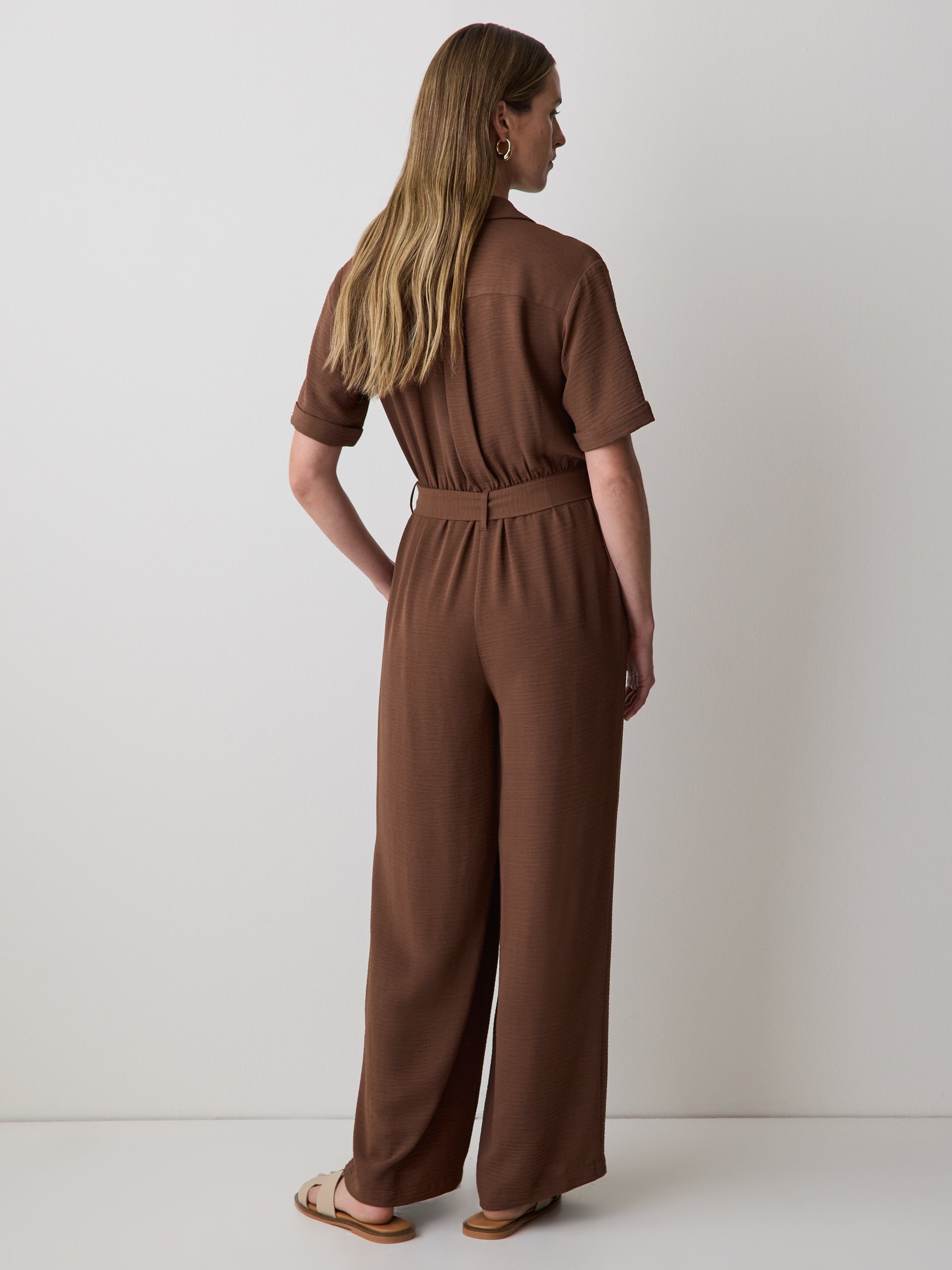 Short-Sleeve Wide-Leg Jumpsuit
