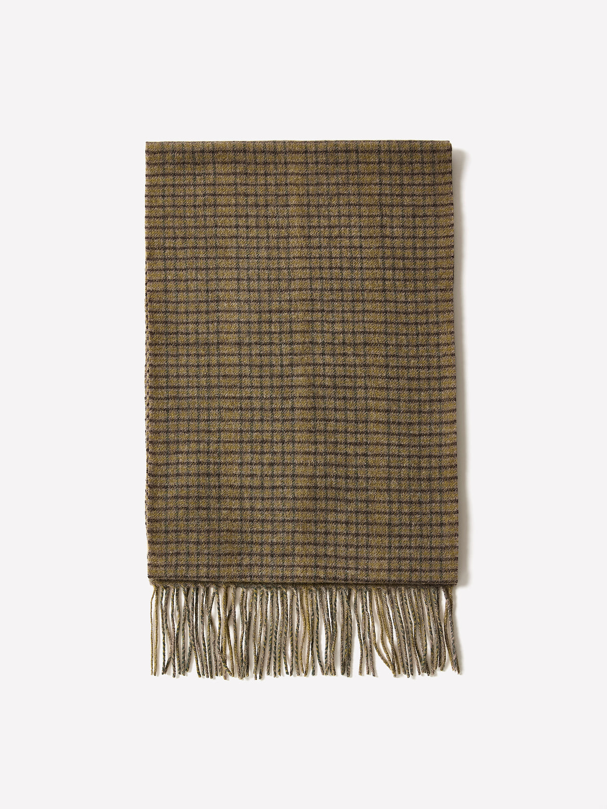 Plaid Wool Scarf with Fringes