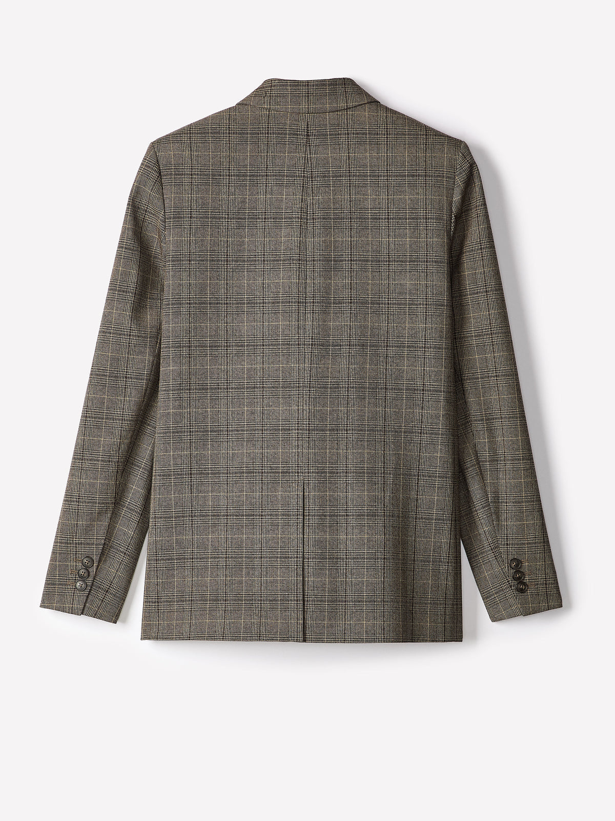 Plaid Relaxed-Fit Wool-Blend One-Button Blazer