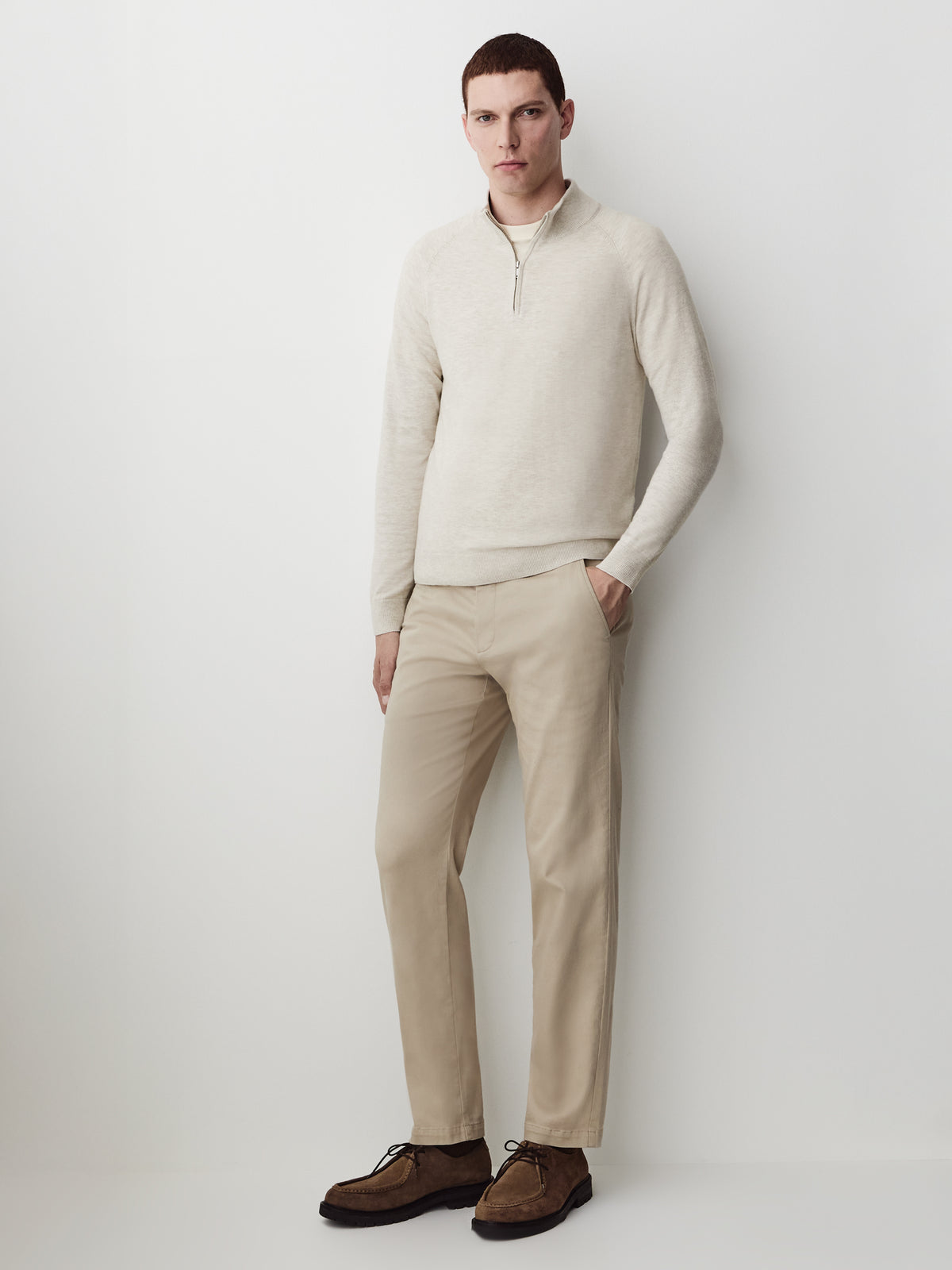 Long-Sleeve Half-Zip Mock-Neck Sweater