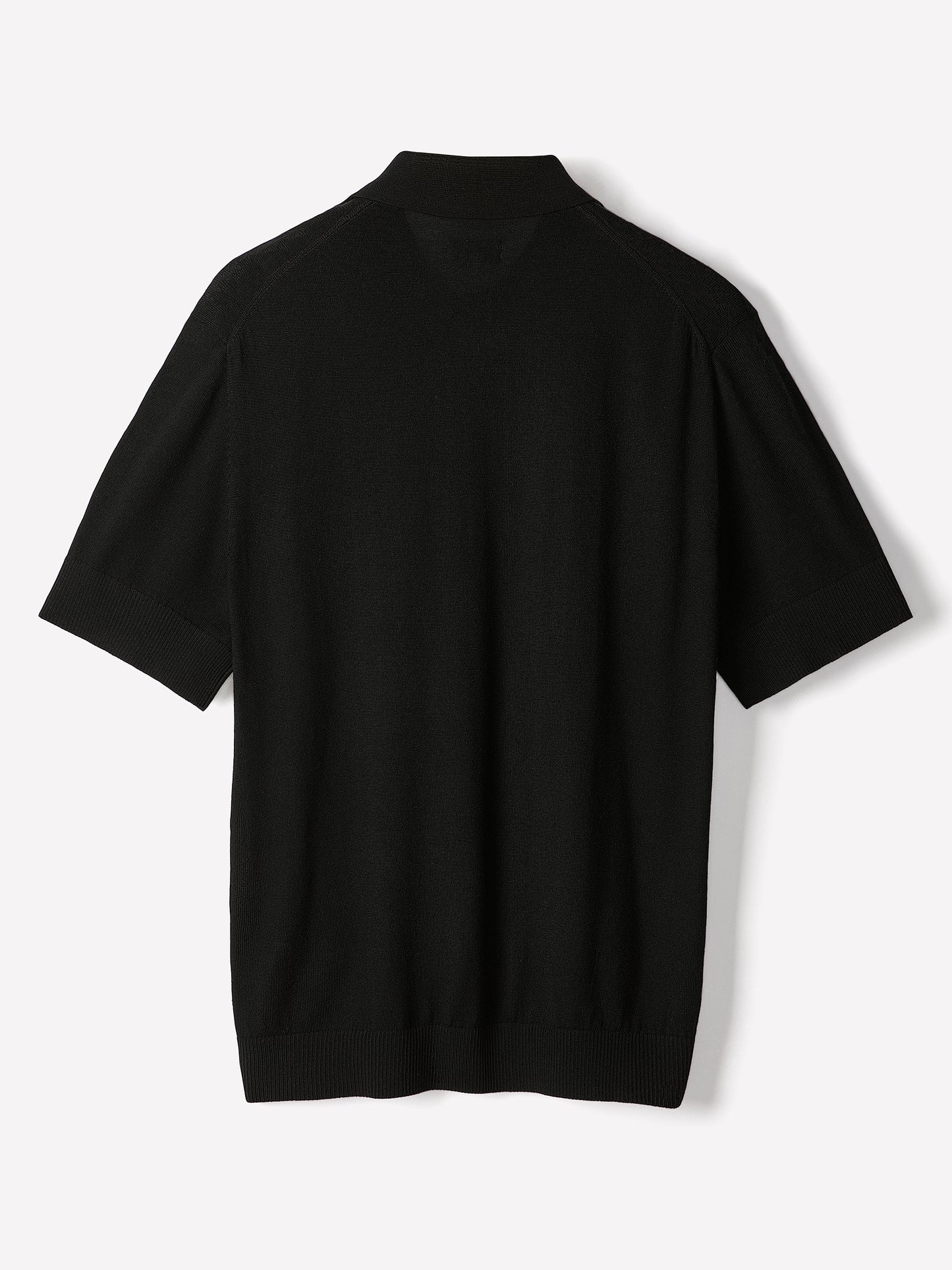 Merino Wool Polo Sweater Short Sleeve