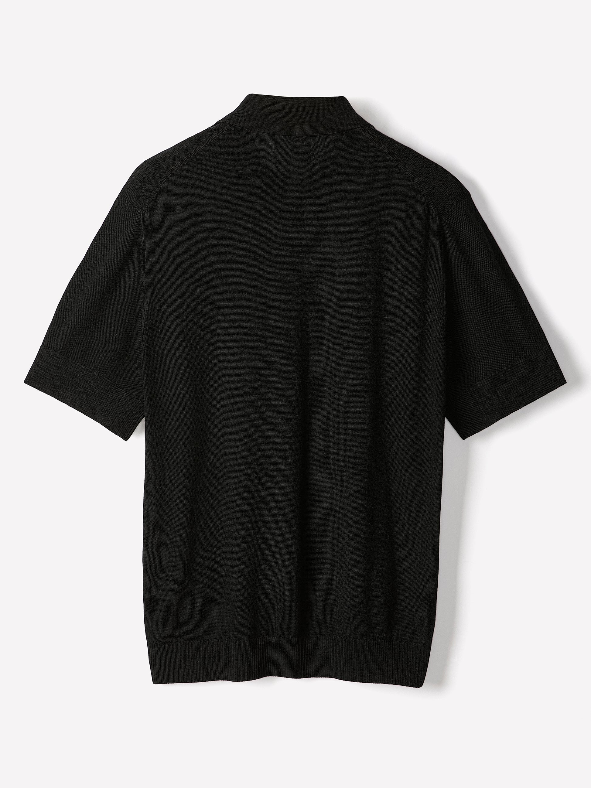 Merino Wool Polo Sweater Short Sleeve
