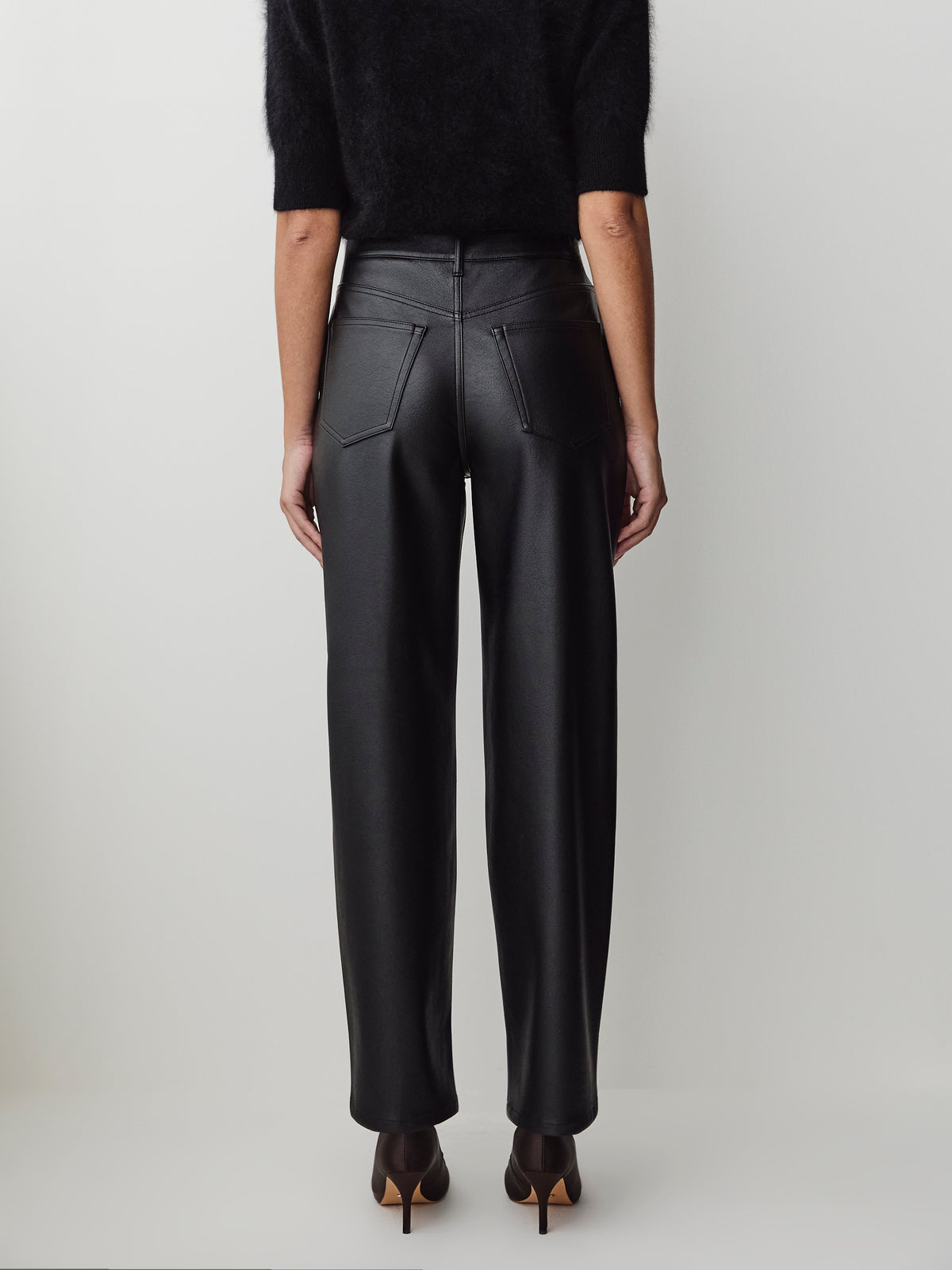 High-Rise Tapered-Leg Faux-Leather Pant