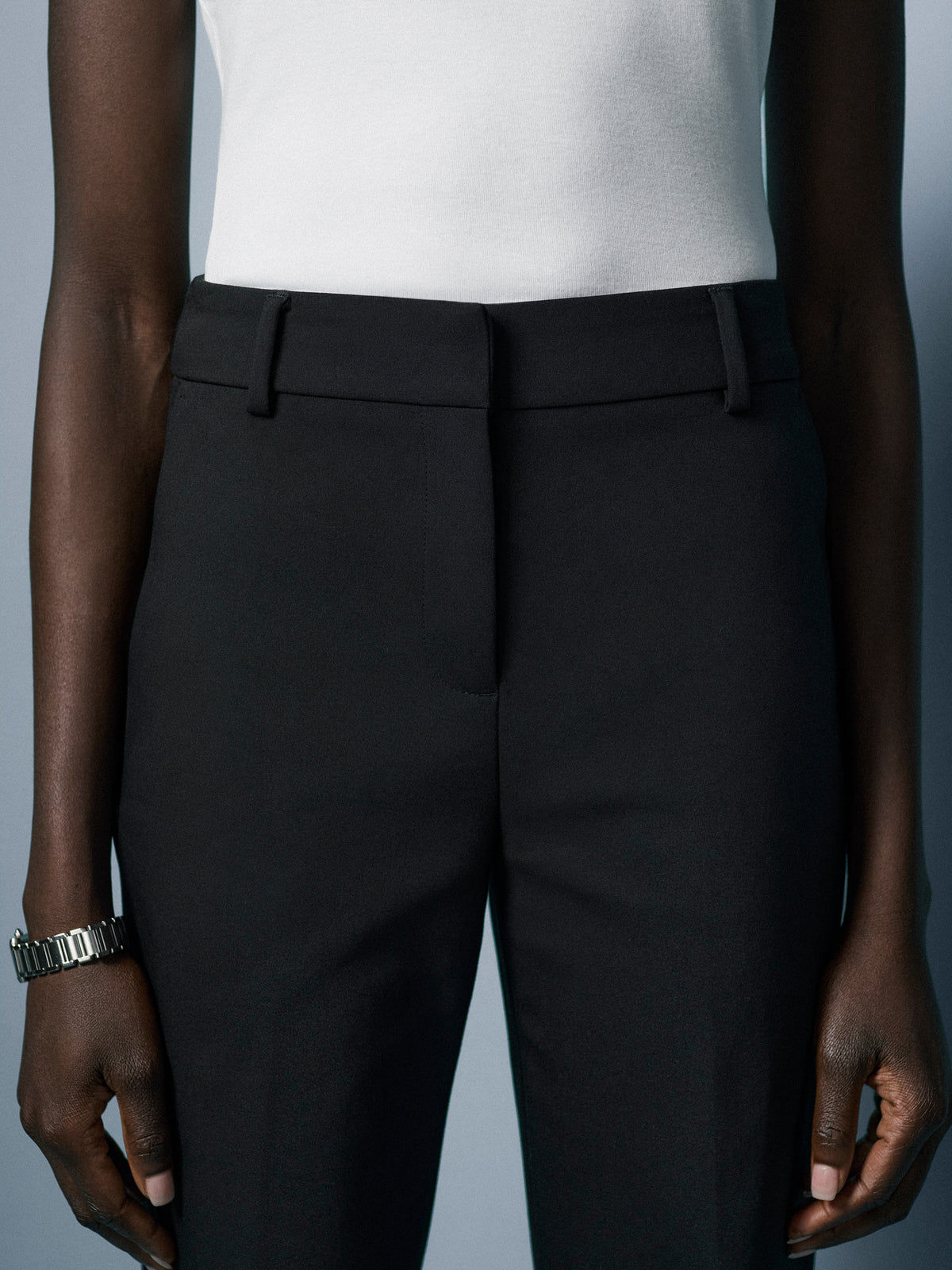 Limitless Black Mid-Rise Long Slim-Leg Signature Fit Pant