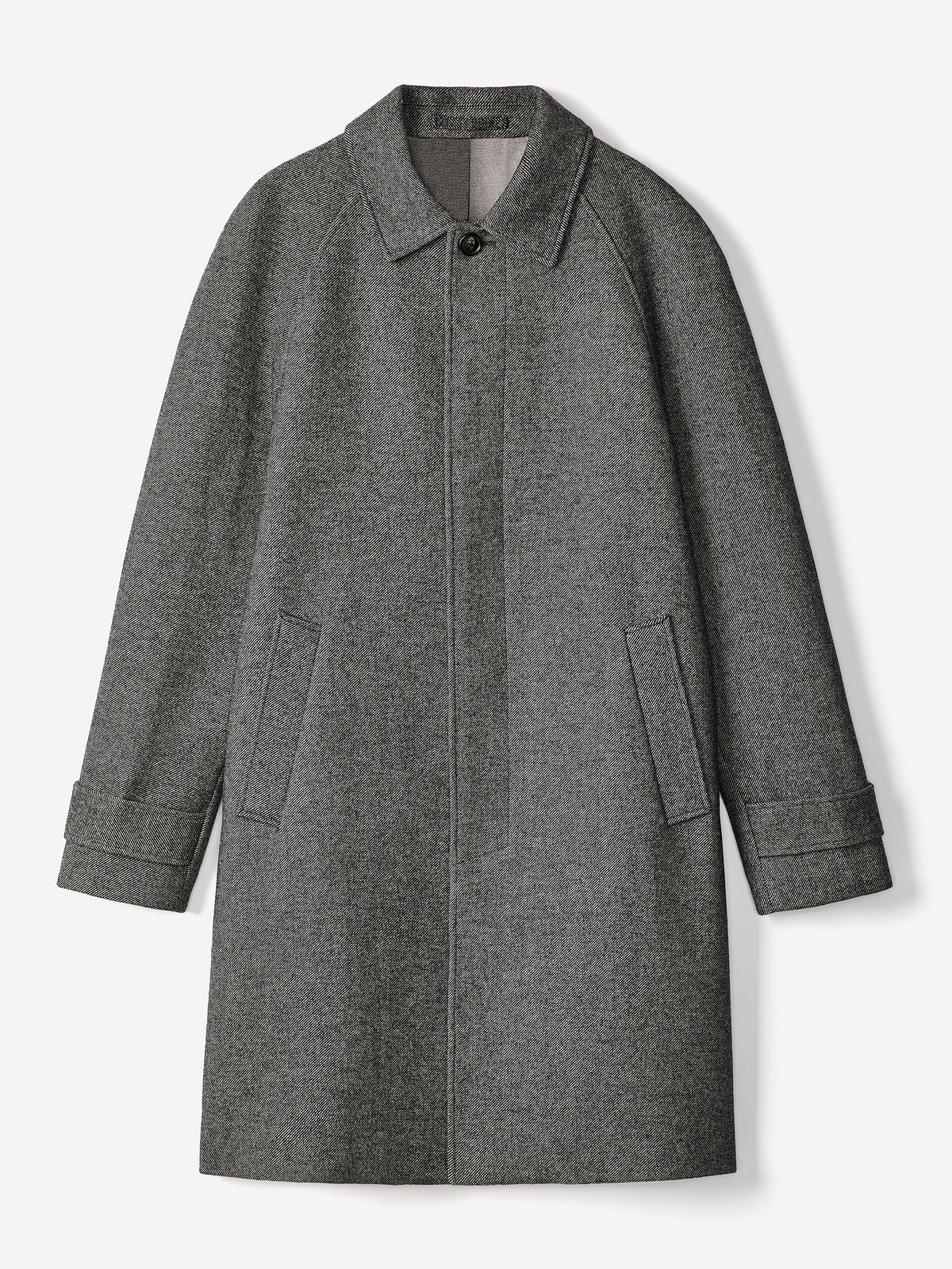 Classic Mackintosh Wool-Blend Coat with Shirt Collar