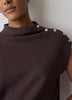 Sleeveless Mock-Neck Sweater with Buttons at Shoulder