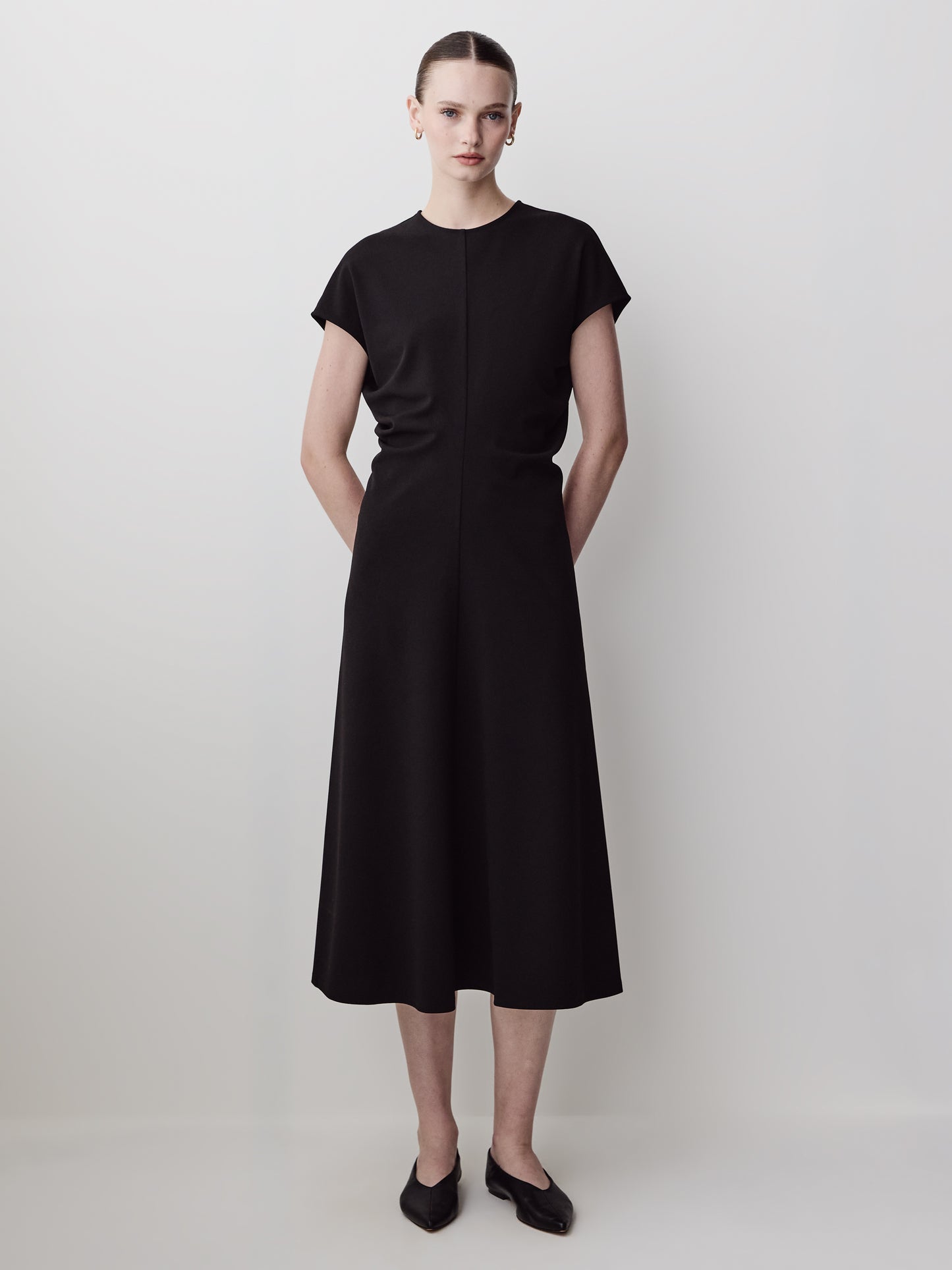 Woven Dress Crepe Fabric Extended Sleeve