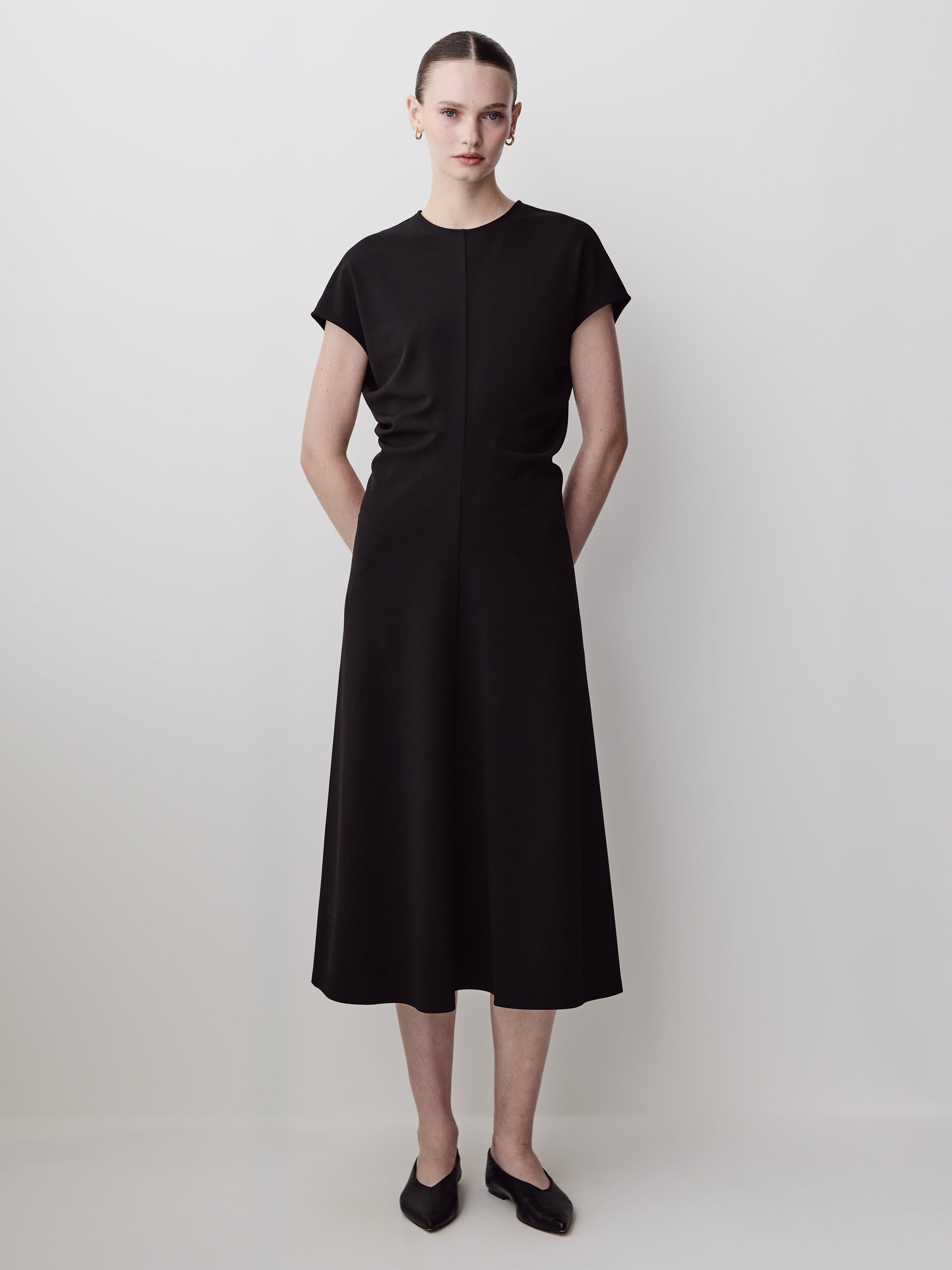 Woven Dress Crepe Fabric Extended Sleeve