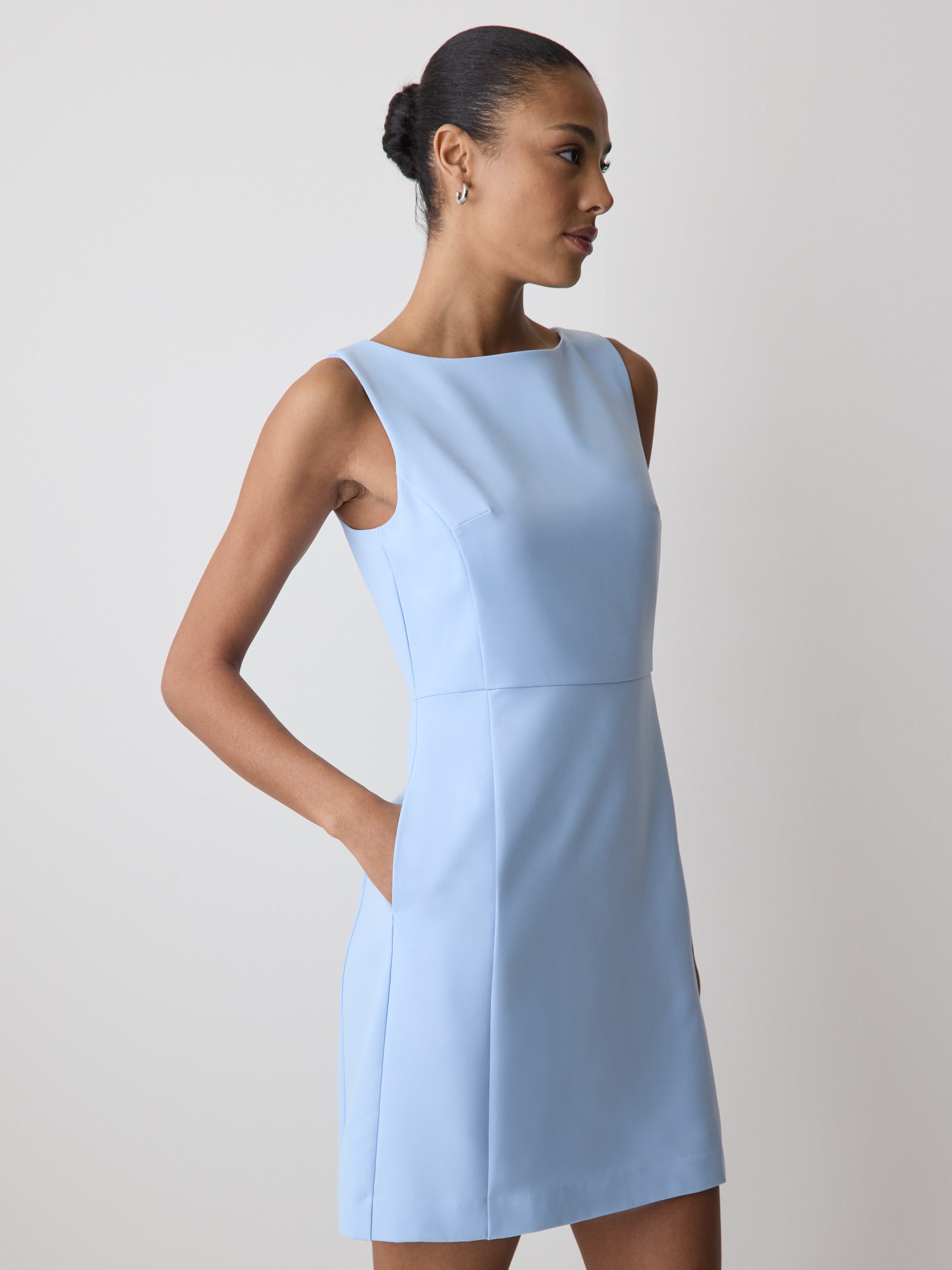 Sleeveless Boat-Neck Mini Dress