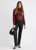 Long-Sleeve Chiffon Popover Blouse