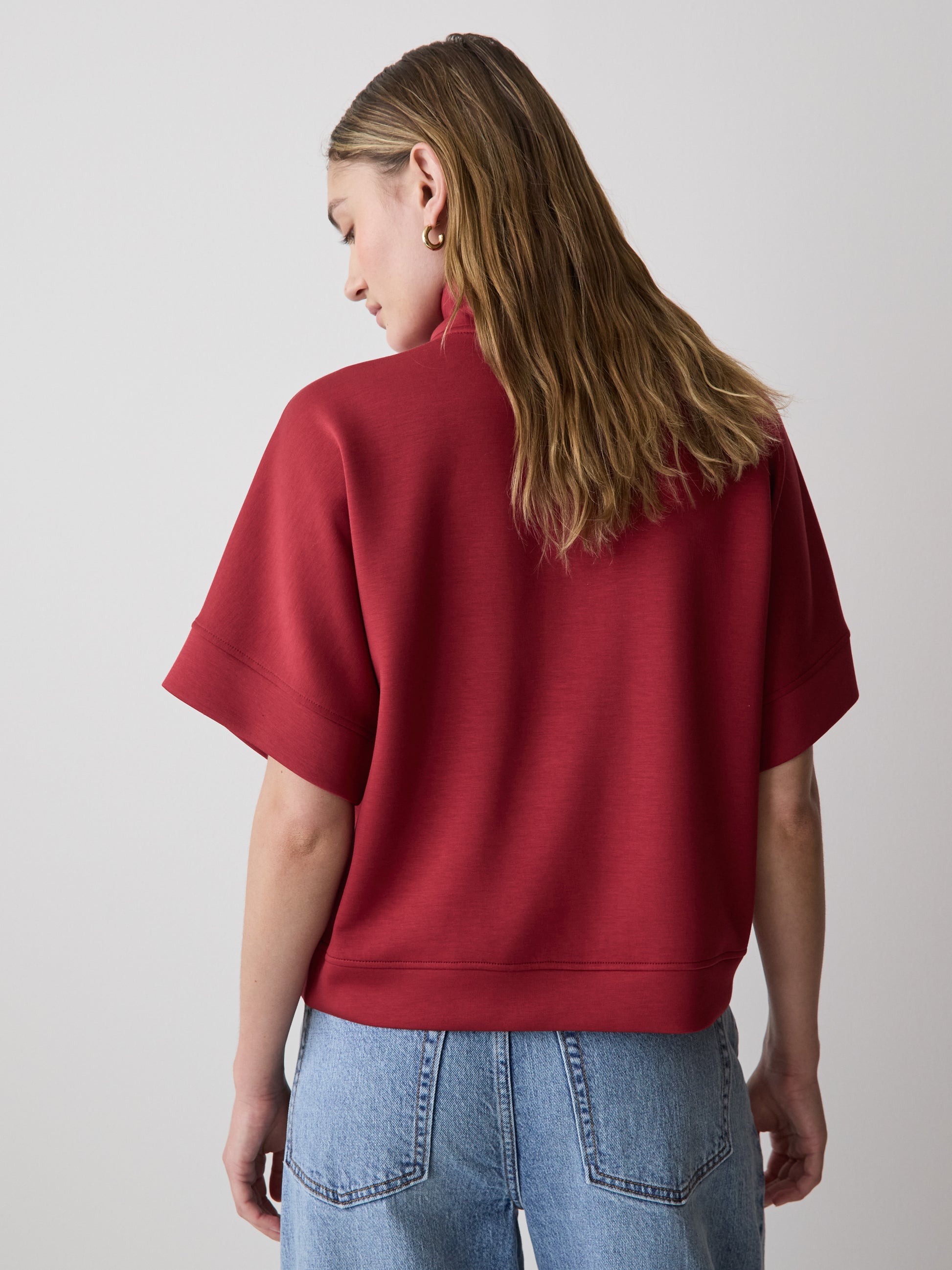 Half-Zip Mock-Neck Top
