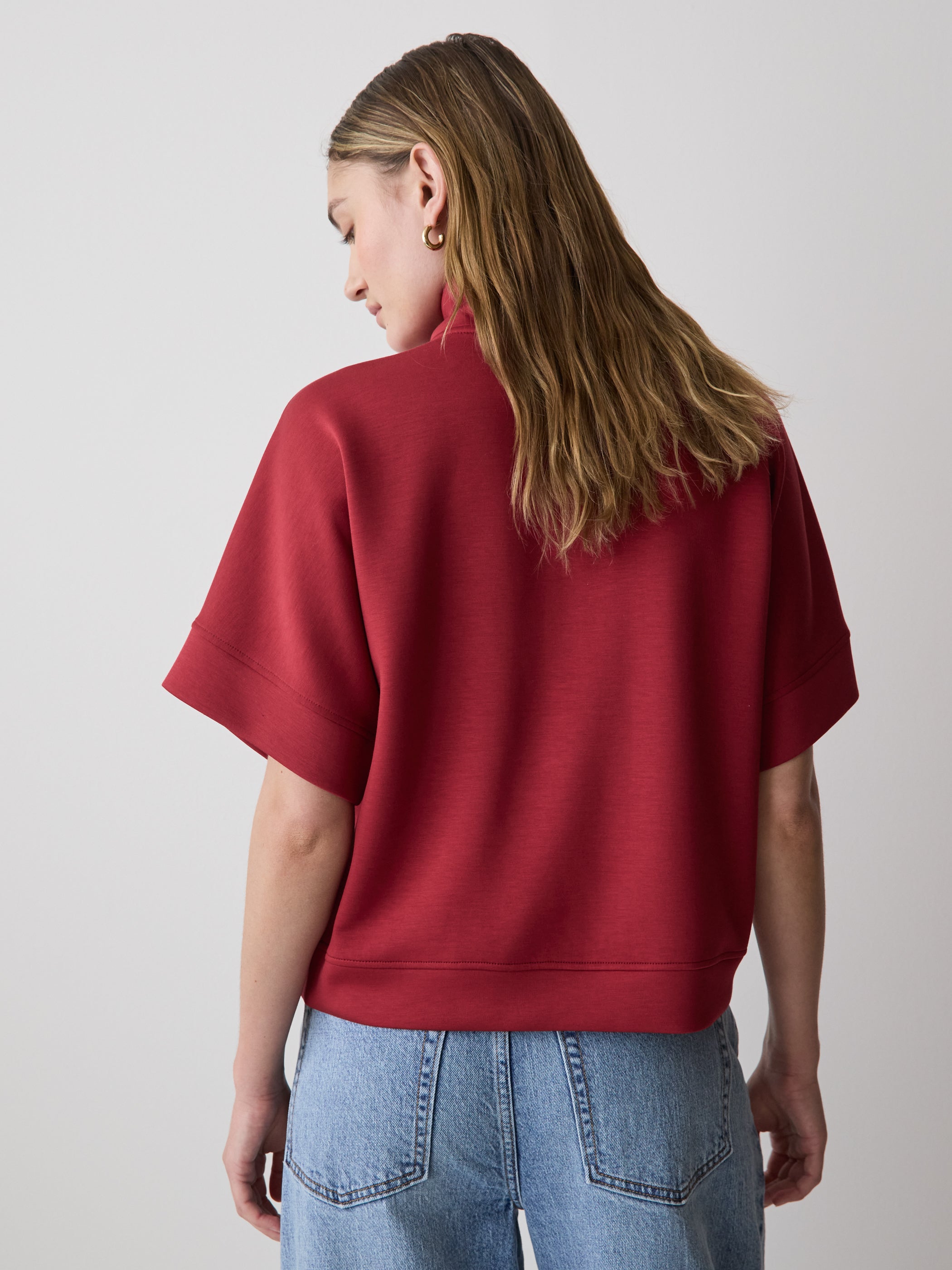 Half-Zip Mock-Neck Top