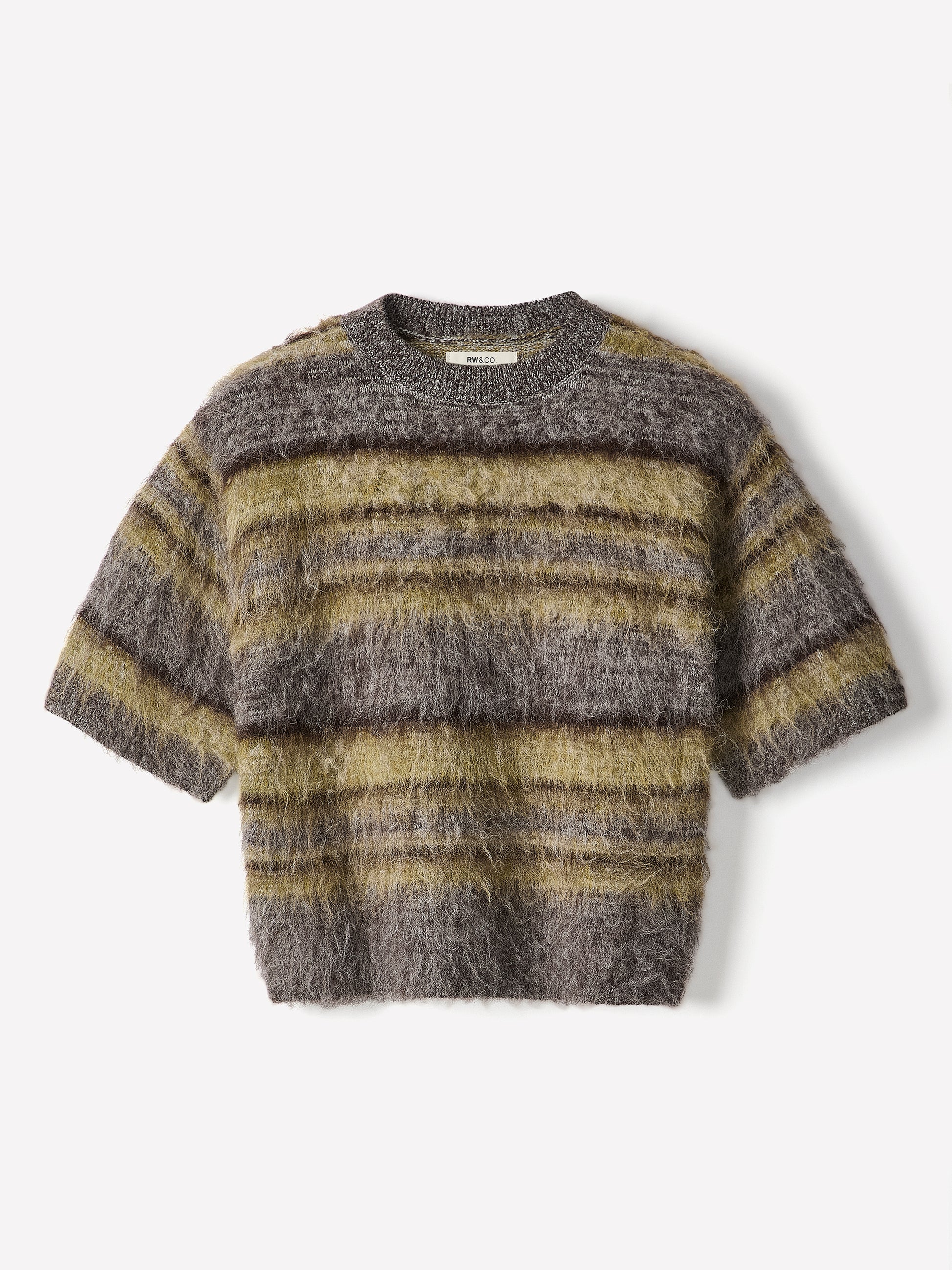Knit Sweater with Brushed Striped Design