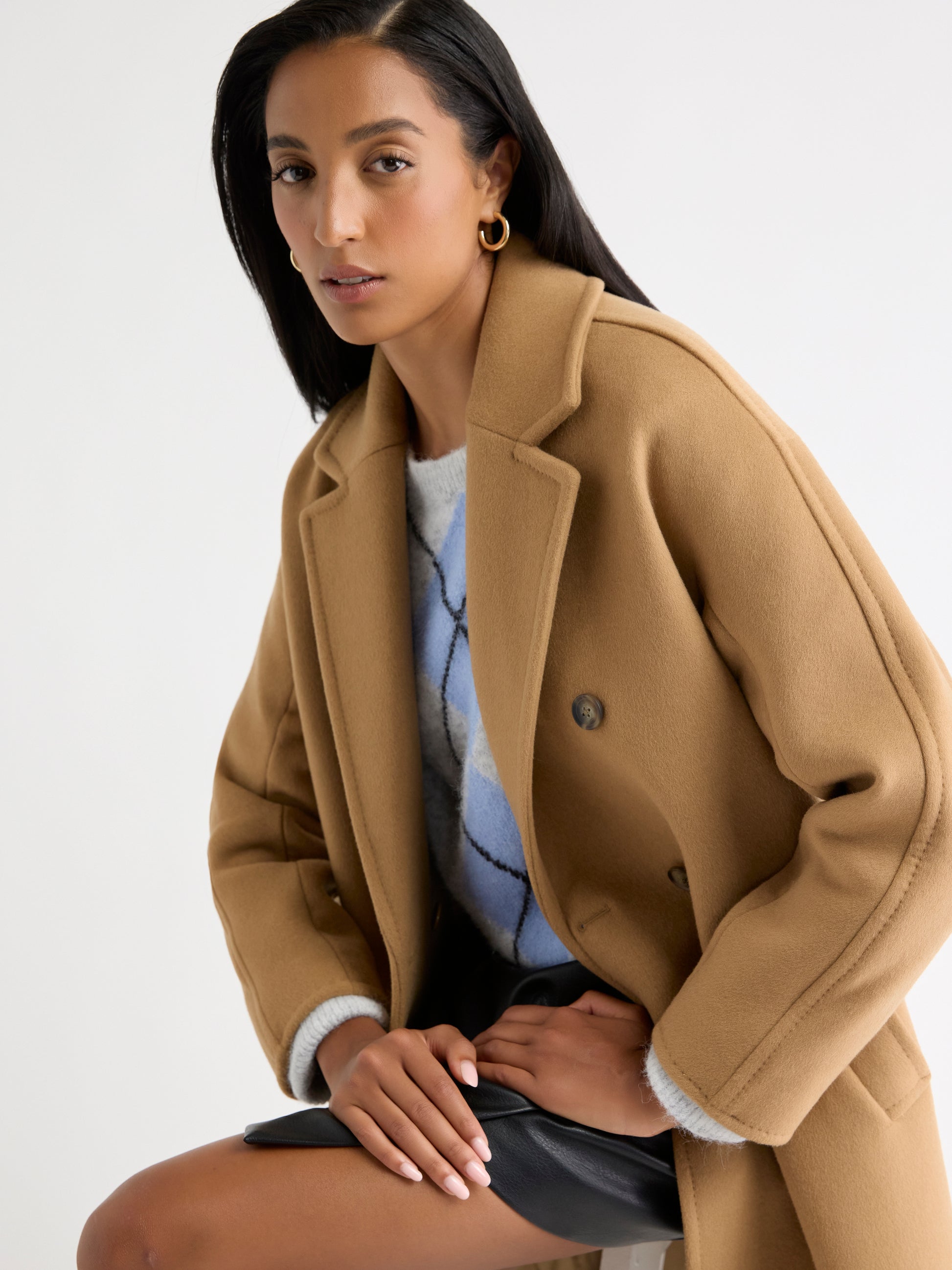 Wool-Blend Long Double-Breasted Coat