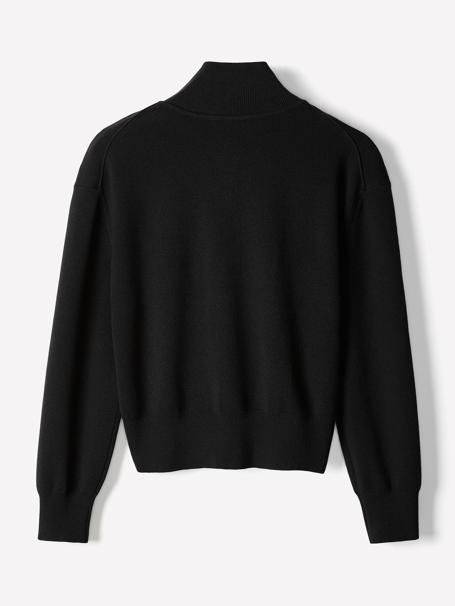 Knit Cardigan Cotton Nylon Blend Mock Neck
