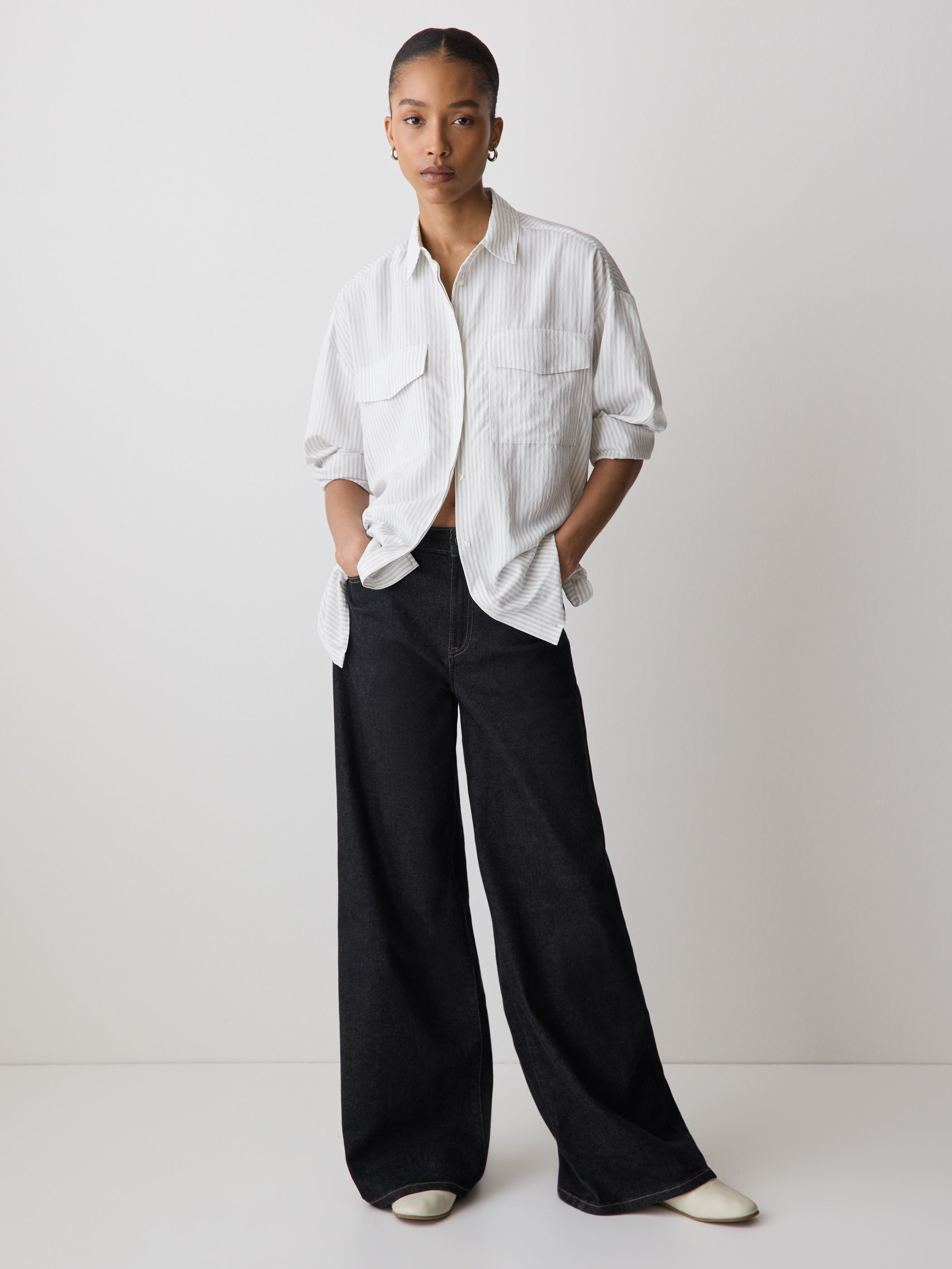 Dark-Wash High-Rise Ultra-Wide-Leg Jeans