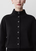Knit Cardigan Cotton Nylon Blend Mock Neck