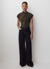 Extended-Sleeve Top with Crossover Draped Mock Neckline