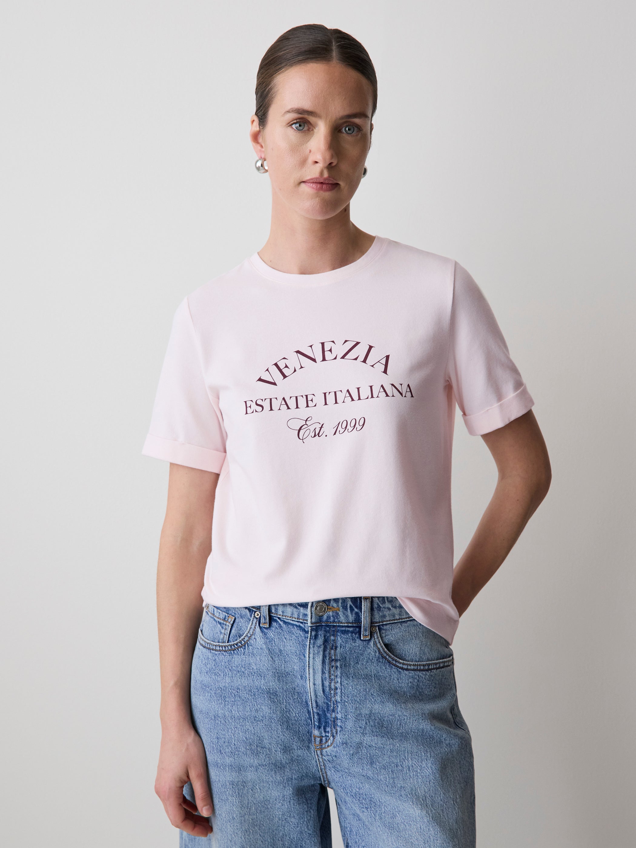 T-Shirt à Manches Courtes et Col Rond en Coton Biologique