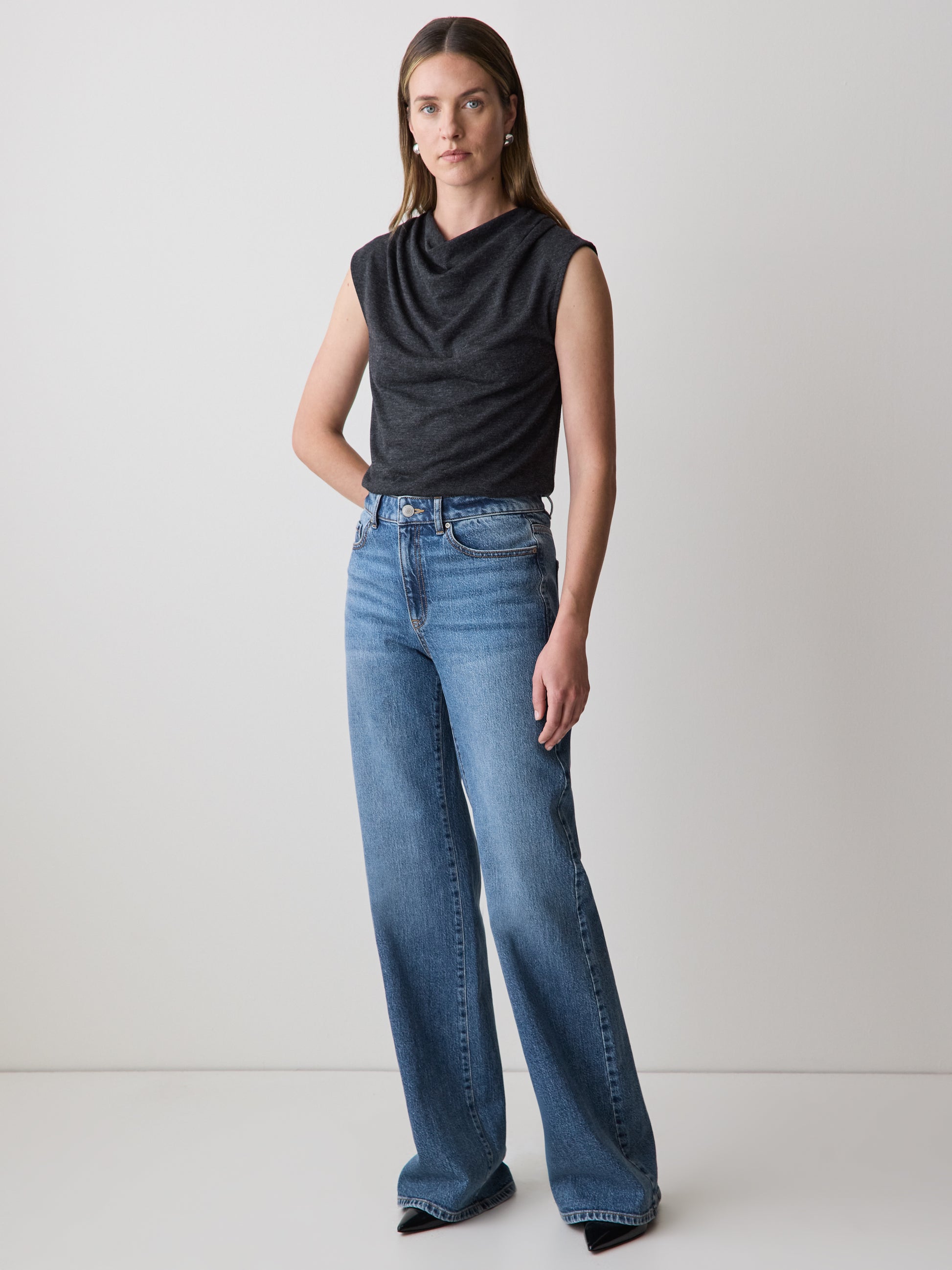 Sleeveless Top with Cowl Neckline